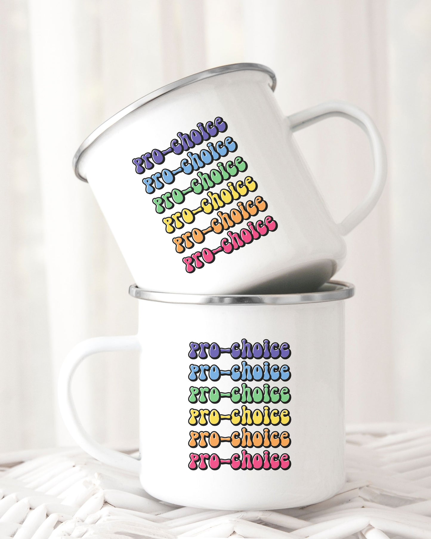 Pro-Choice Mug – Retro Rainbow Feminist Coffee Cup