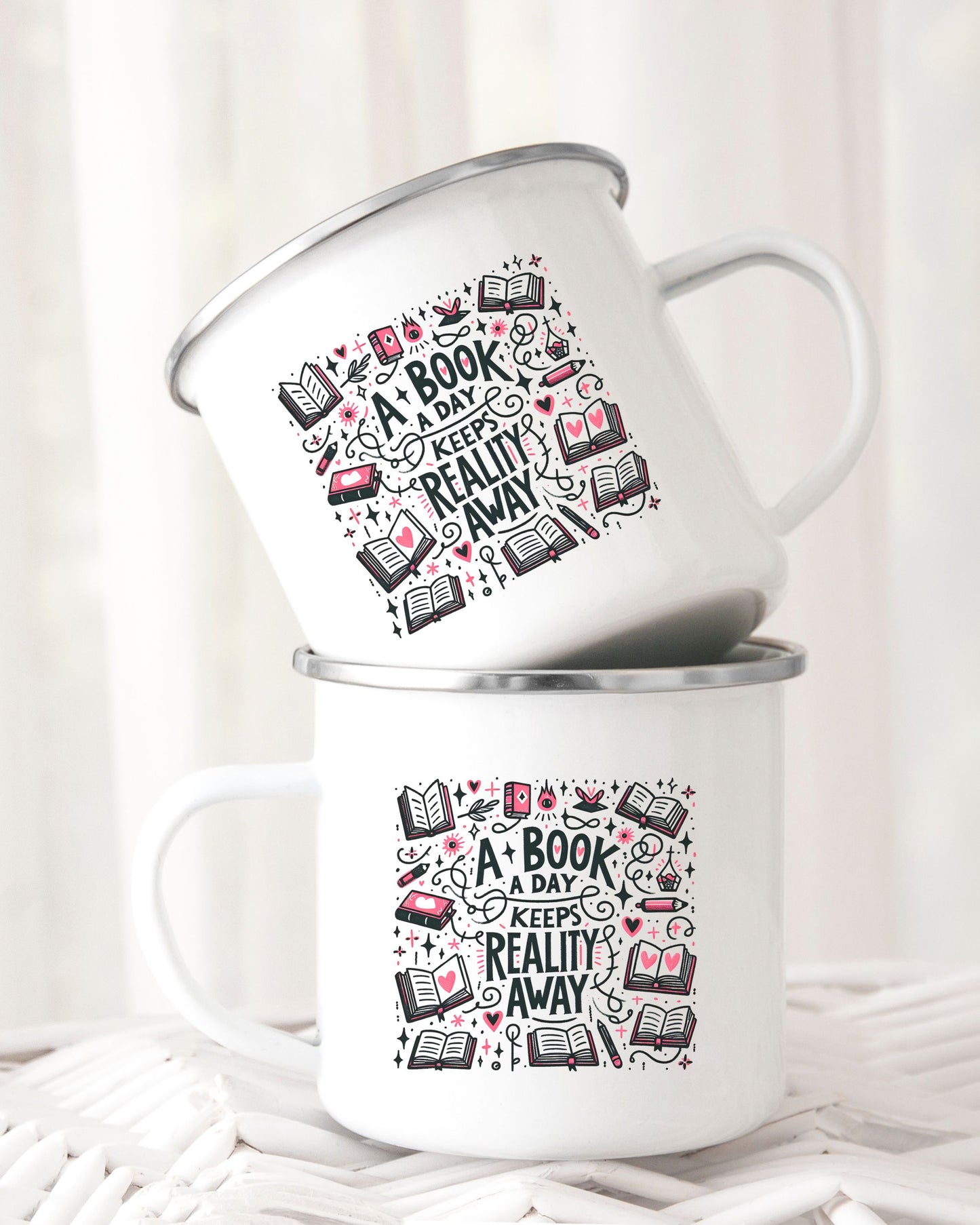 A Book a Day Keeps Reality Away Mug – Cozy Book Lover Gift with Cute Details