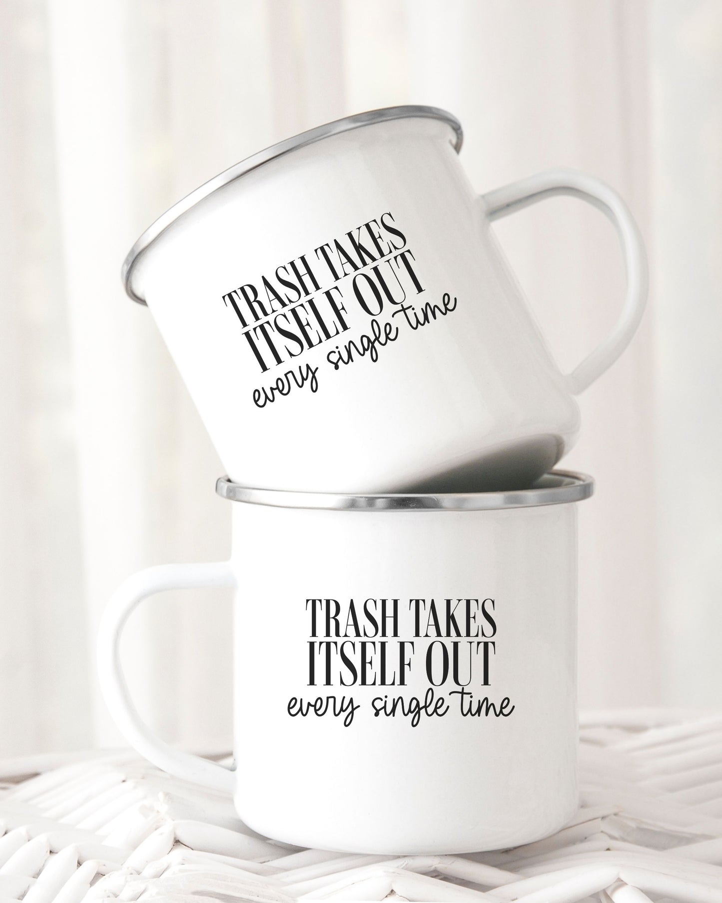 Trash Takes Itself Out Mug – Sarcastic Coffee Cup with Sass
