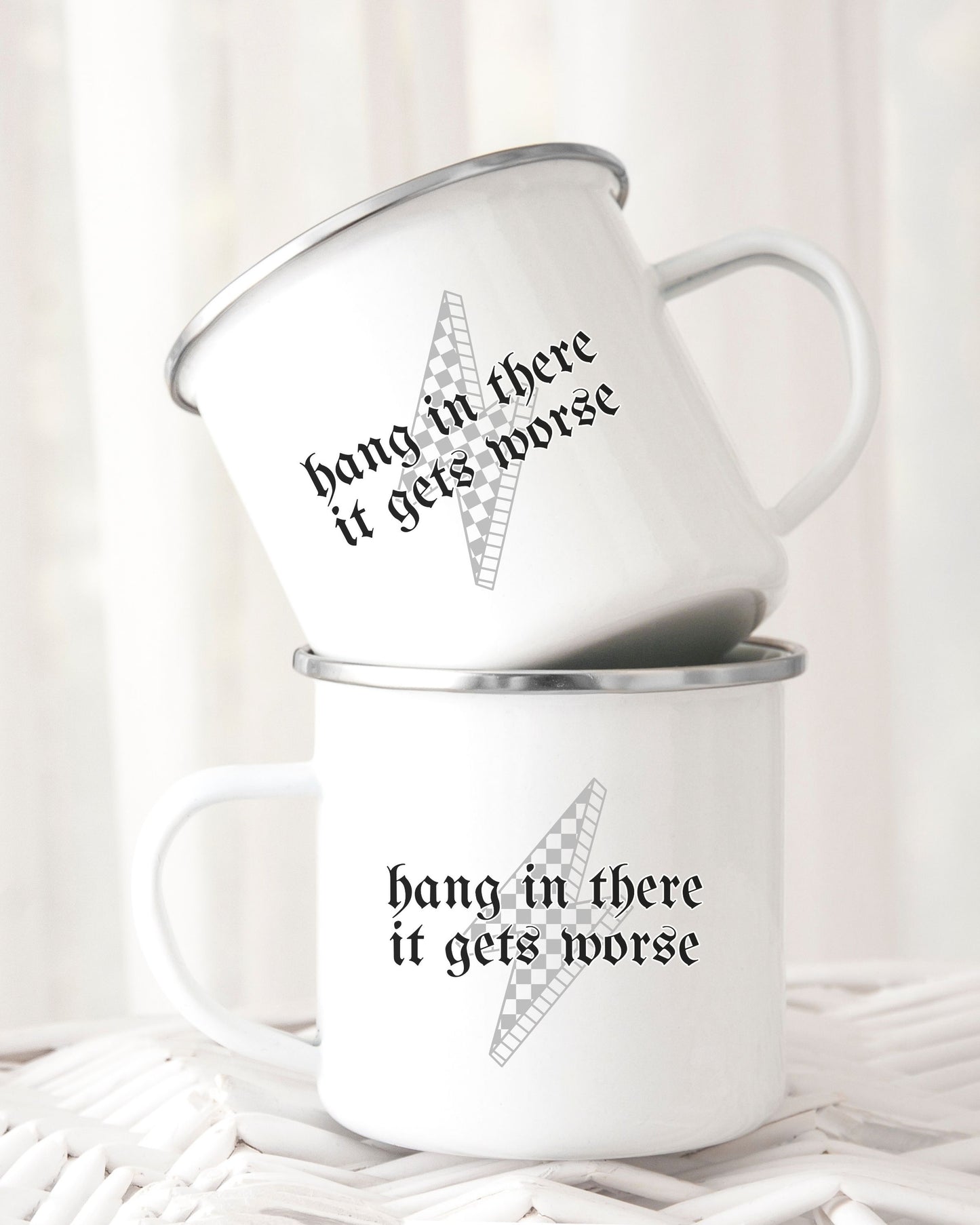 Hang In There It Gets Worse Mug – Retro Sarcastic Coffee Cup
