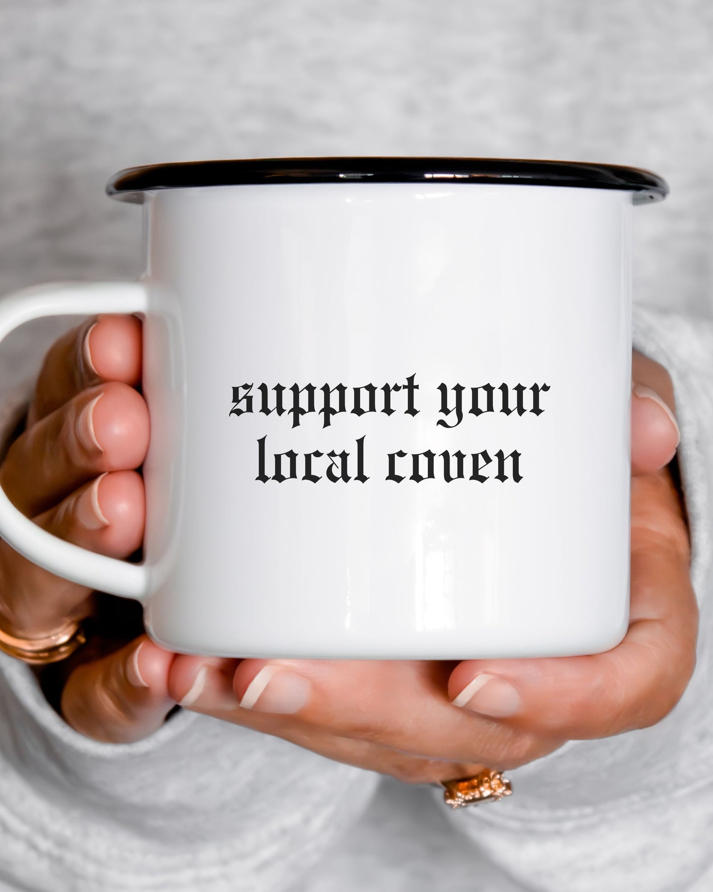 Support Your Local Coven Mug – Gothic Witchy Feminist Coffee Cup