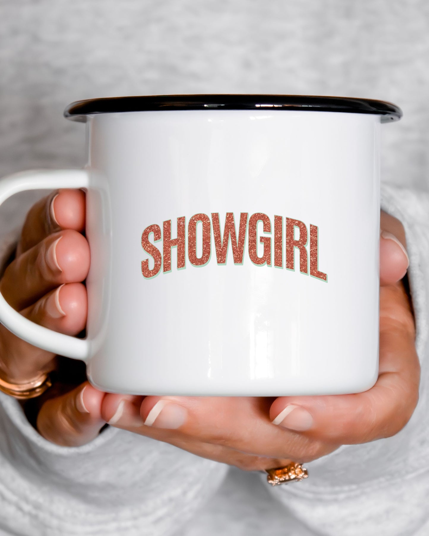 Showgirl Mug – Glitter-Effect Print Feminine Coffee Cup