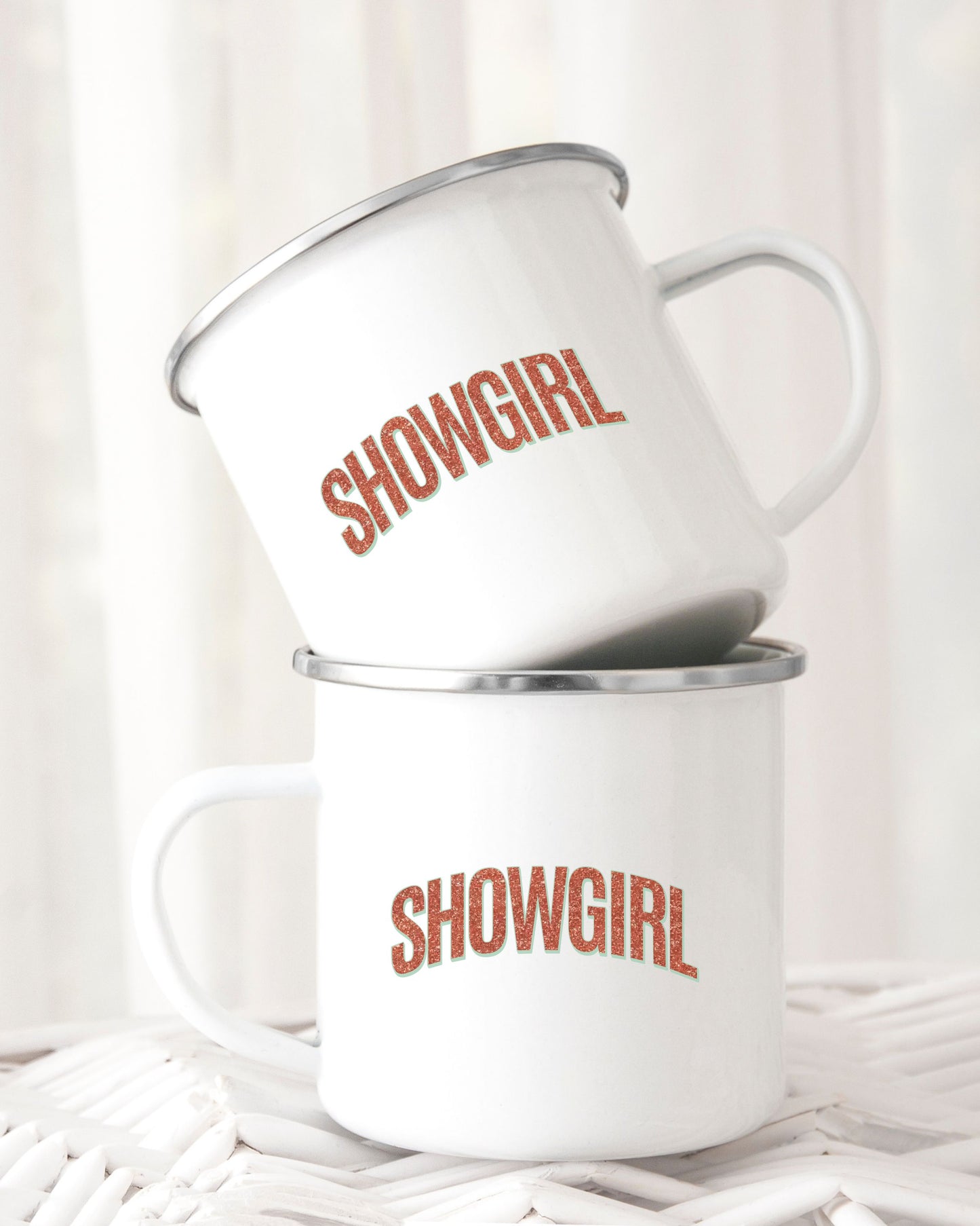 Showgirl Mug – Glitter-Effect Print Feminine Coffee Cup