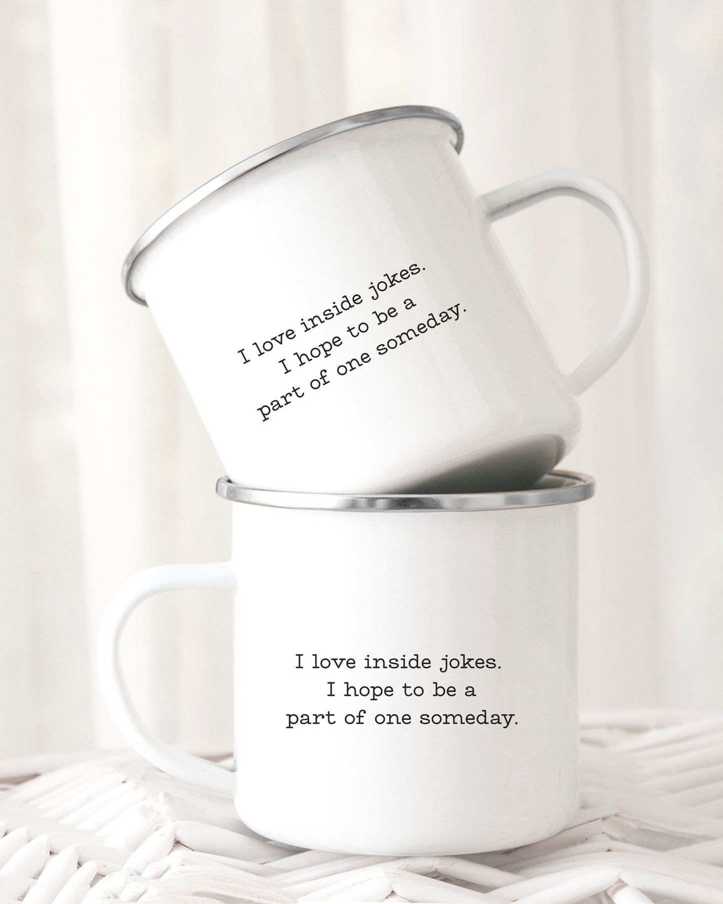 I Love Inside Jokes Mug – Office Humor Coffee Cup for Work Meetings