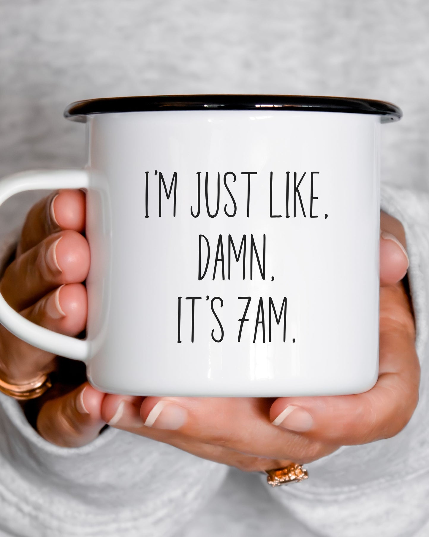 I’m Just Like Damn It’s 7AM Mug – Funny Relatable Coffee Cup
