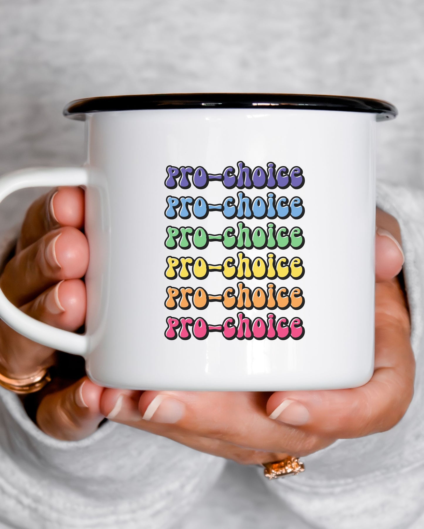 Pro-Choice Mug – Retro Rainbow Feminist Coffee Cup