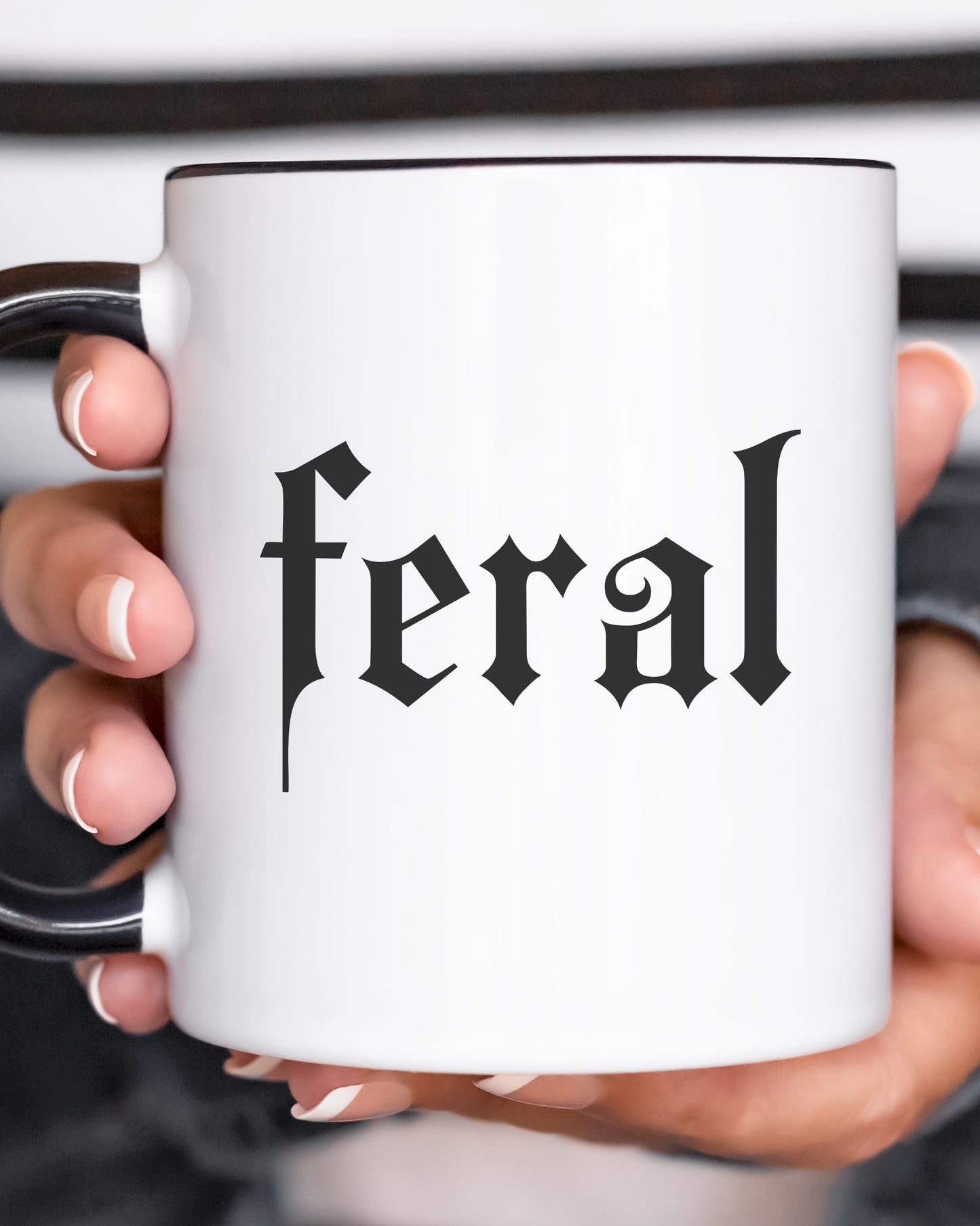 Feral Mug – Gothic Print Dark Humor Coffee Cup