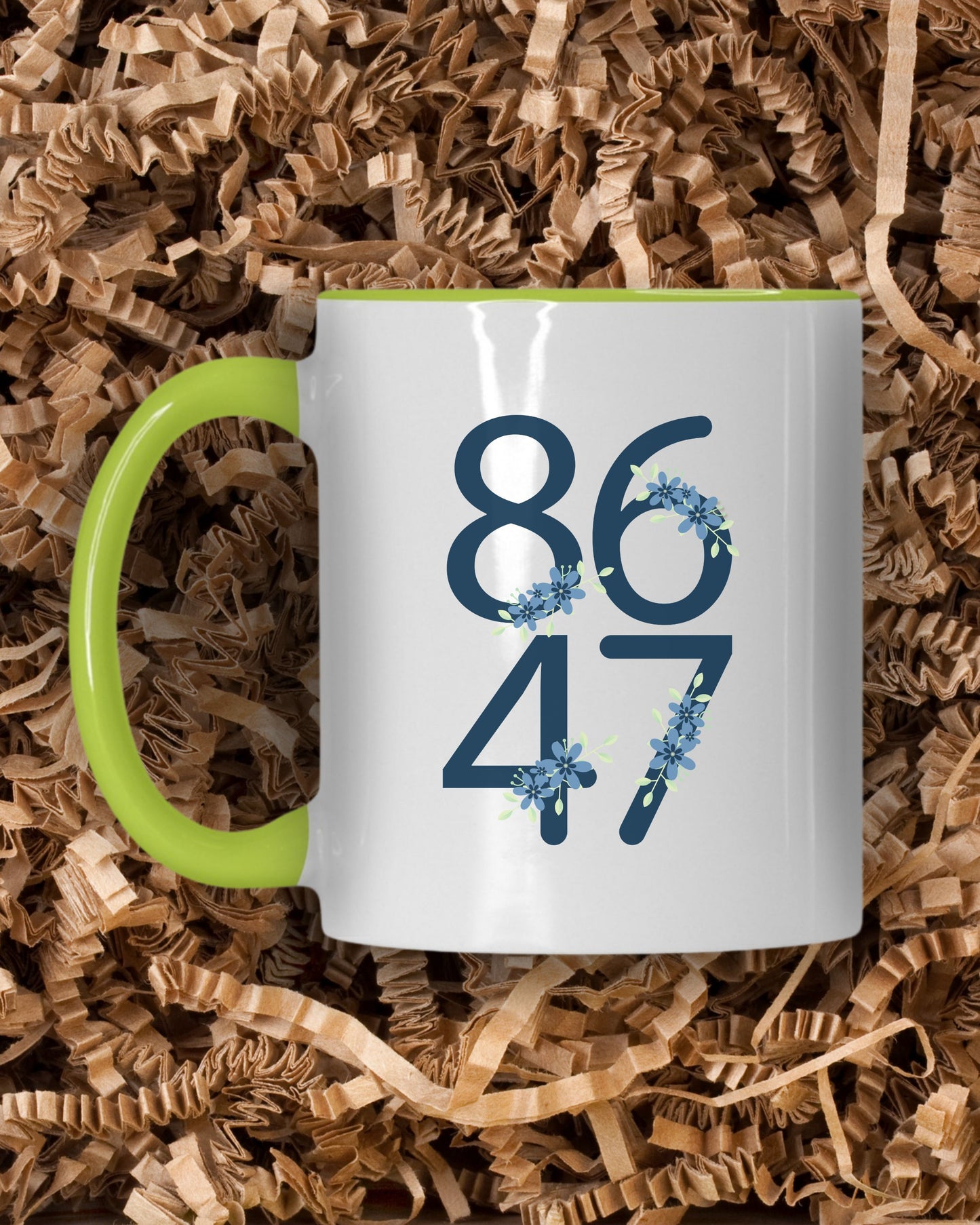 Floral 8647 Mug – Minimalist Political Statement Coffee Cup