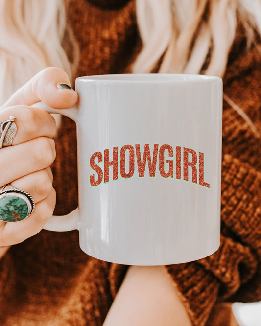 Showgirl Mug – Glitter-Effect Print Feminine Coffee Cup