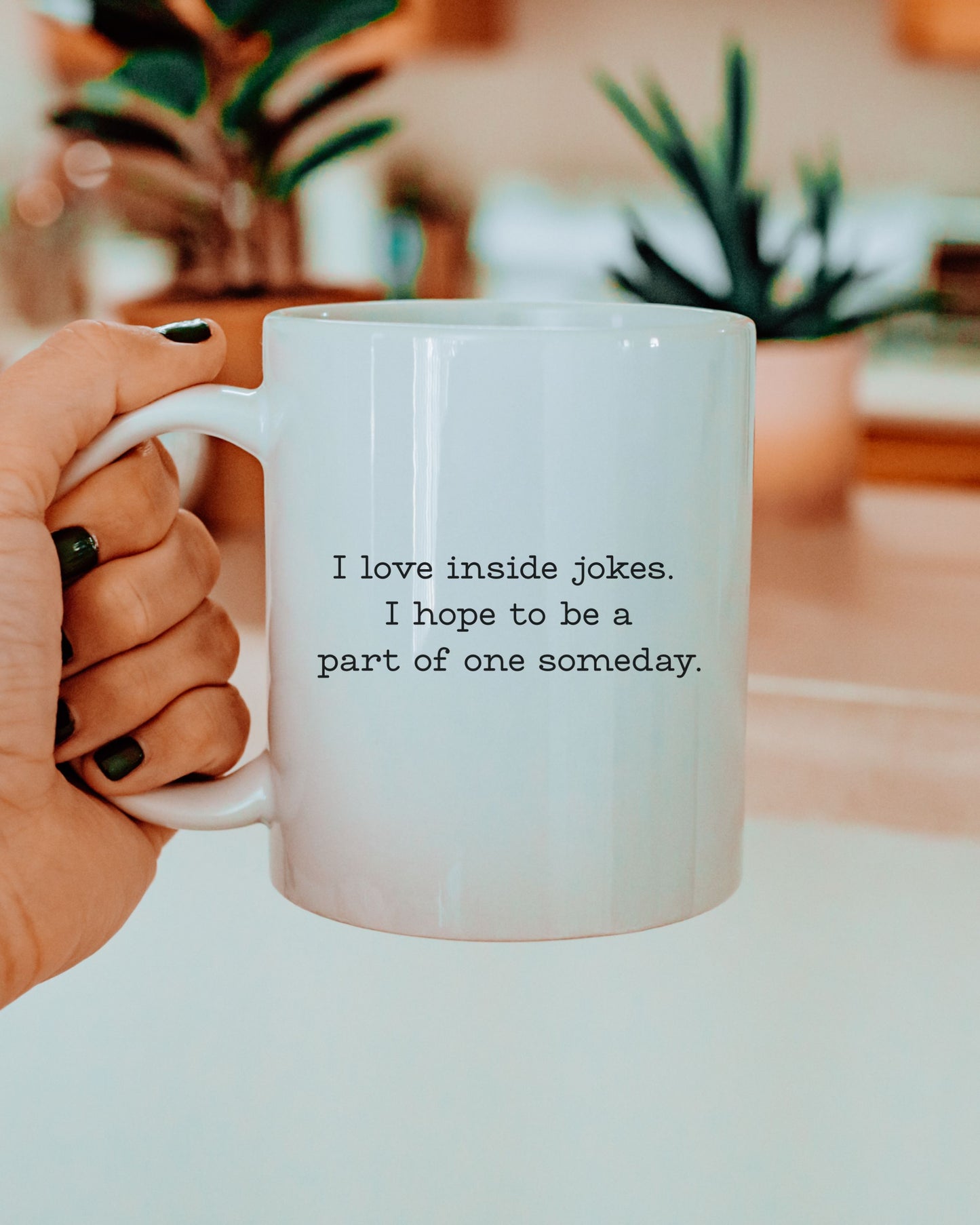 I Love Inside Jokes Mug – Office Humor Coffee Cup for Work Meetings