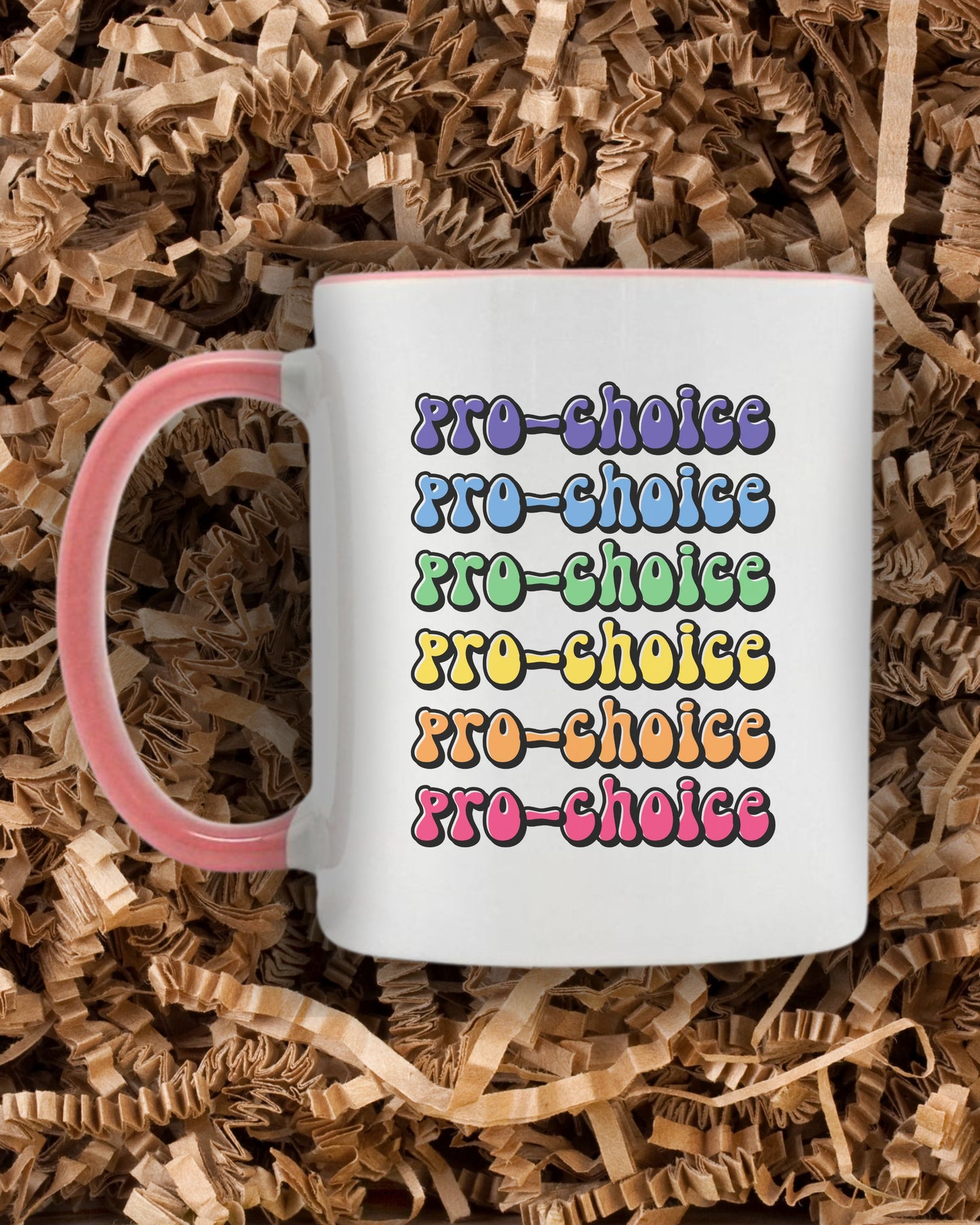 Pro-Choice Mug – Retro Rainbow Feminist Coffee Cup