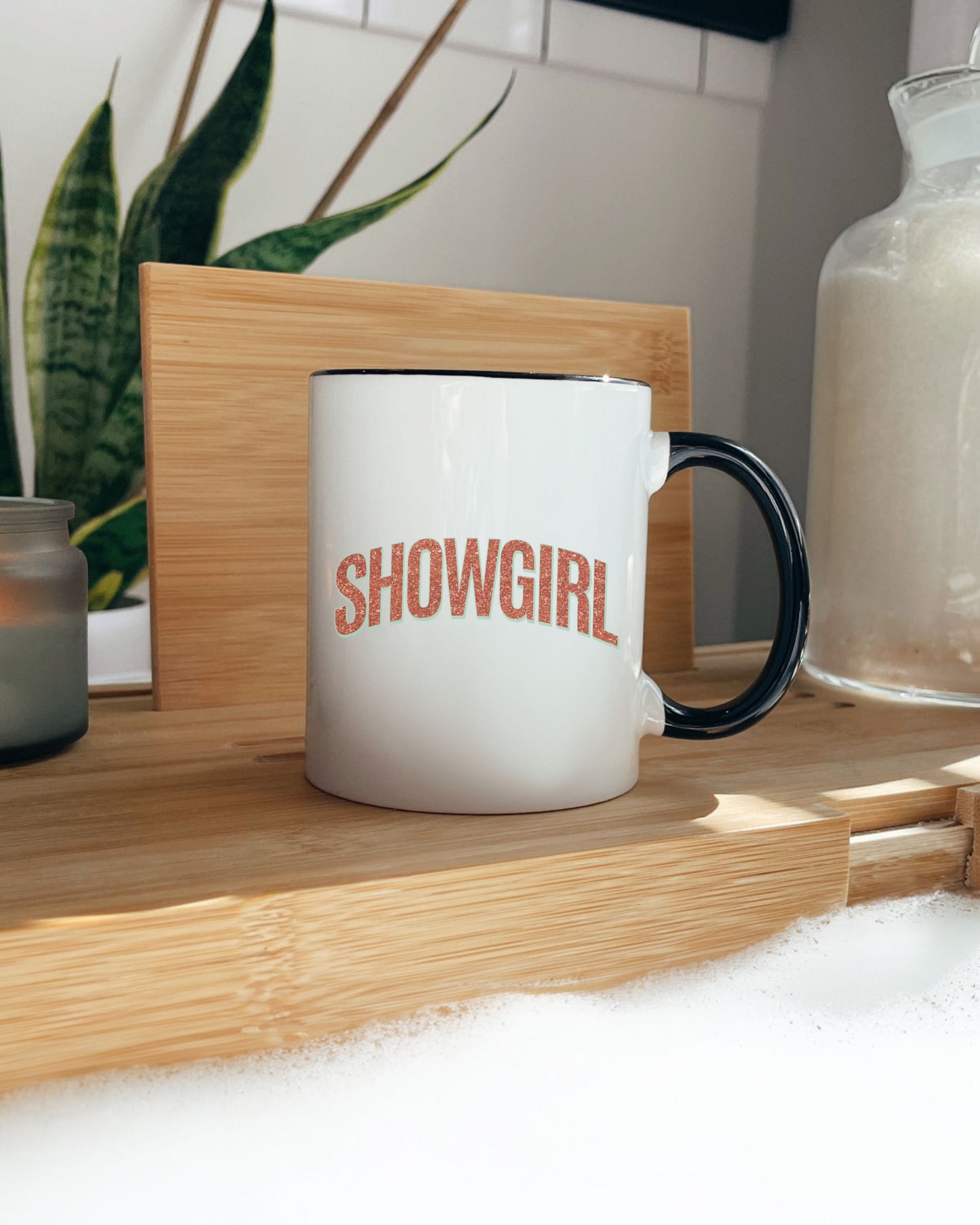 Showgirl Mug – Glitter-Effect Print Feminine Coffee Cup