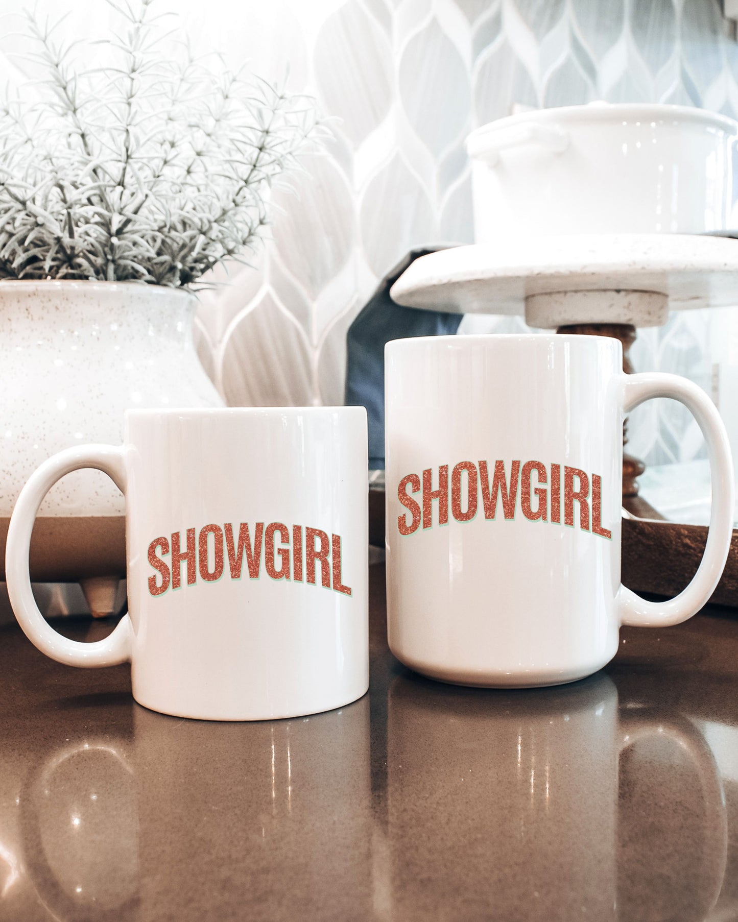 Showgirl Mug – Glitter-Effect Print Feminine Coffee Cup