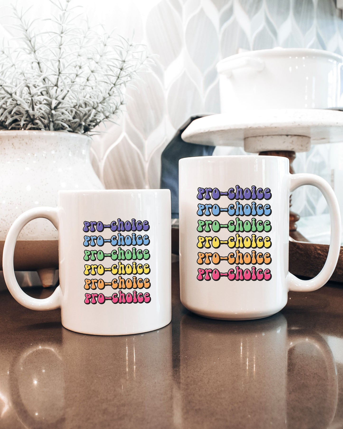 Pro-Choice Mug – Retro Rainbow Feminist Coffee Cup