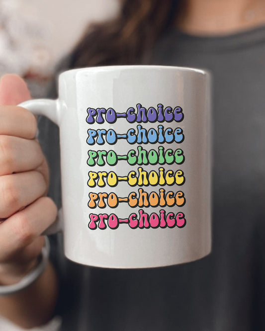 Pro-Choice Mug – Retro Rainbow Feminist Coffee Cup