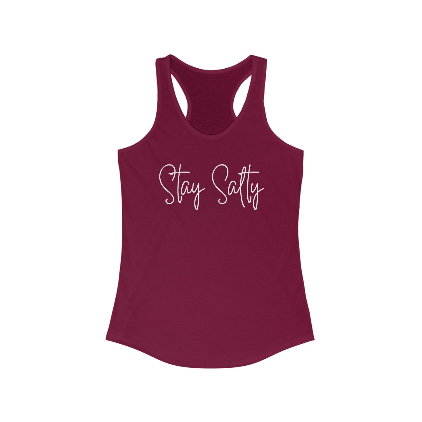 Stay Salty Slim Fit Racerback Tank – Graphic Beach & Workout Top