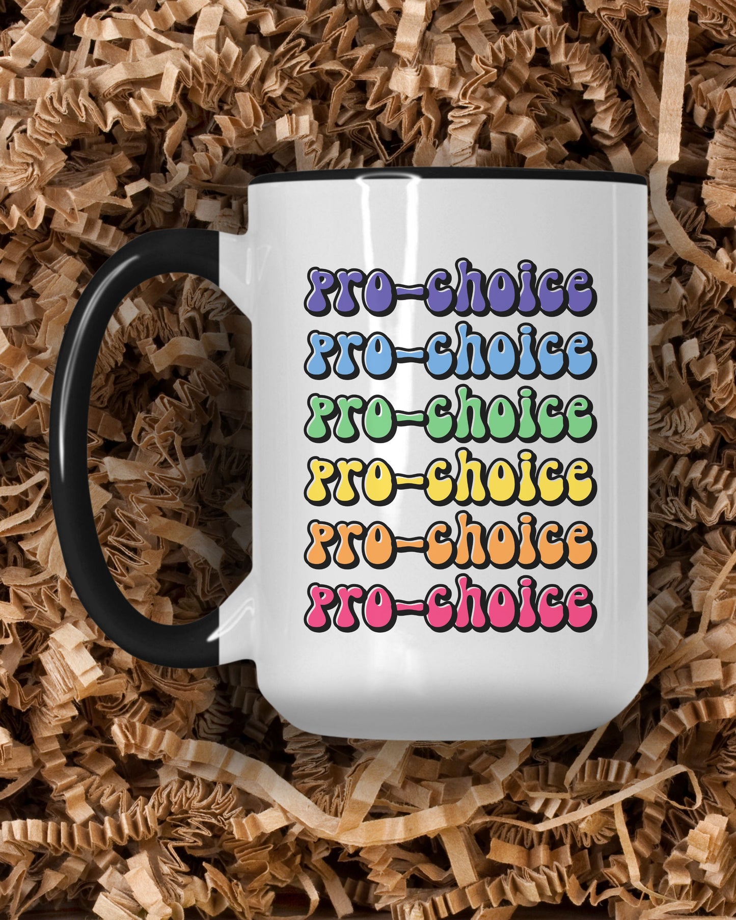 Pro-Choice Mug – Retro Rainbow Feminist Coffee Cup