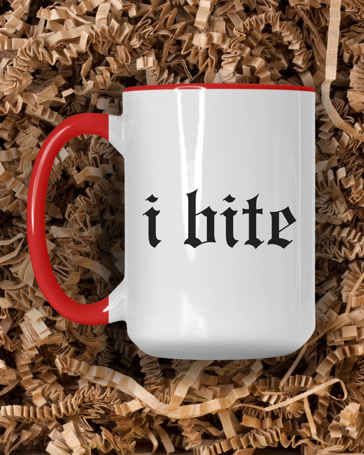 i bite Mug – Gothic Engraver Style Sarcastic Coffee Cup