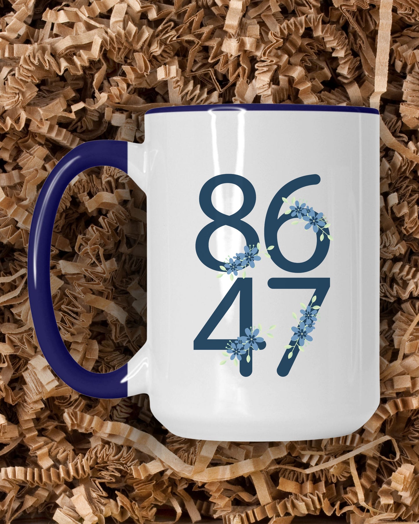 Floral 8647 Mug – Minimalist Political Statement Coffee Cup