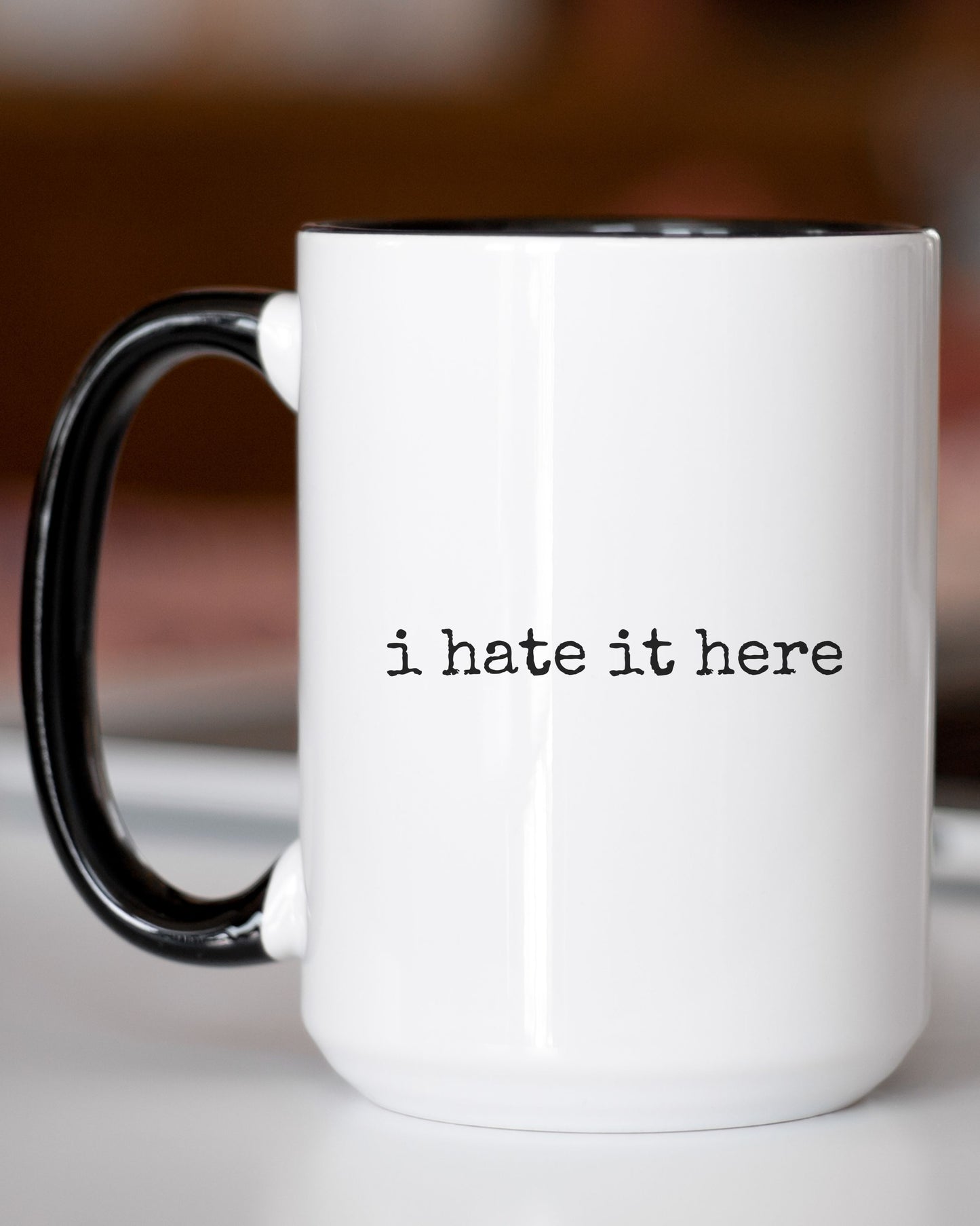 i hate it here Mug – Minimalist Office Sarcastic Coffee Cup