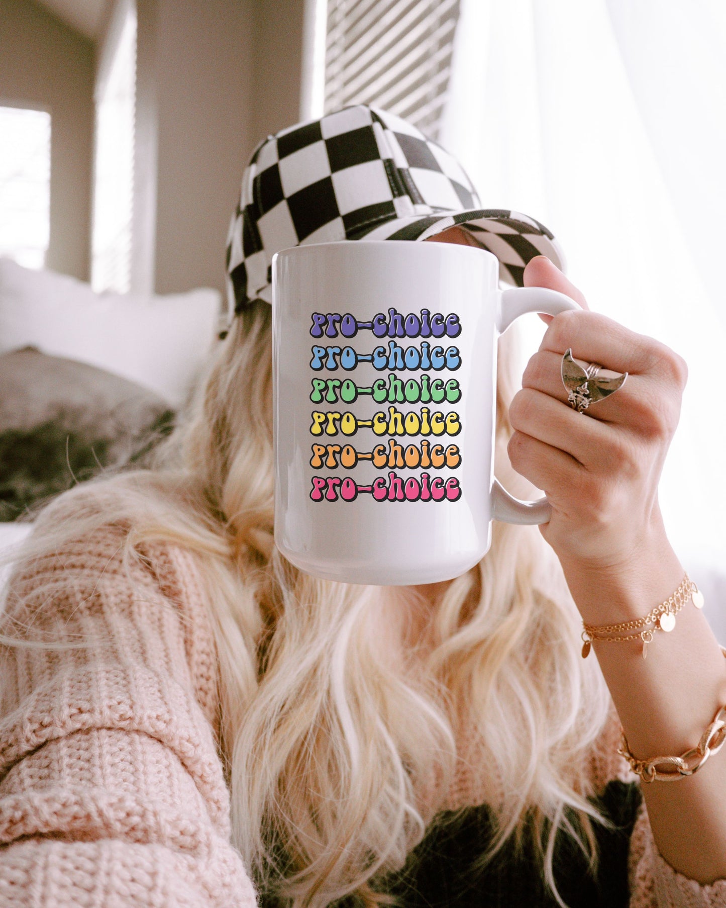 Pro-Choice Mug – Retro Rainbow Feminist Coffee Cup