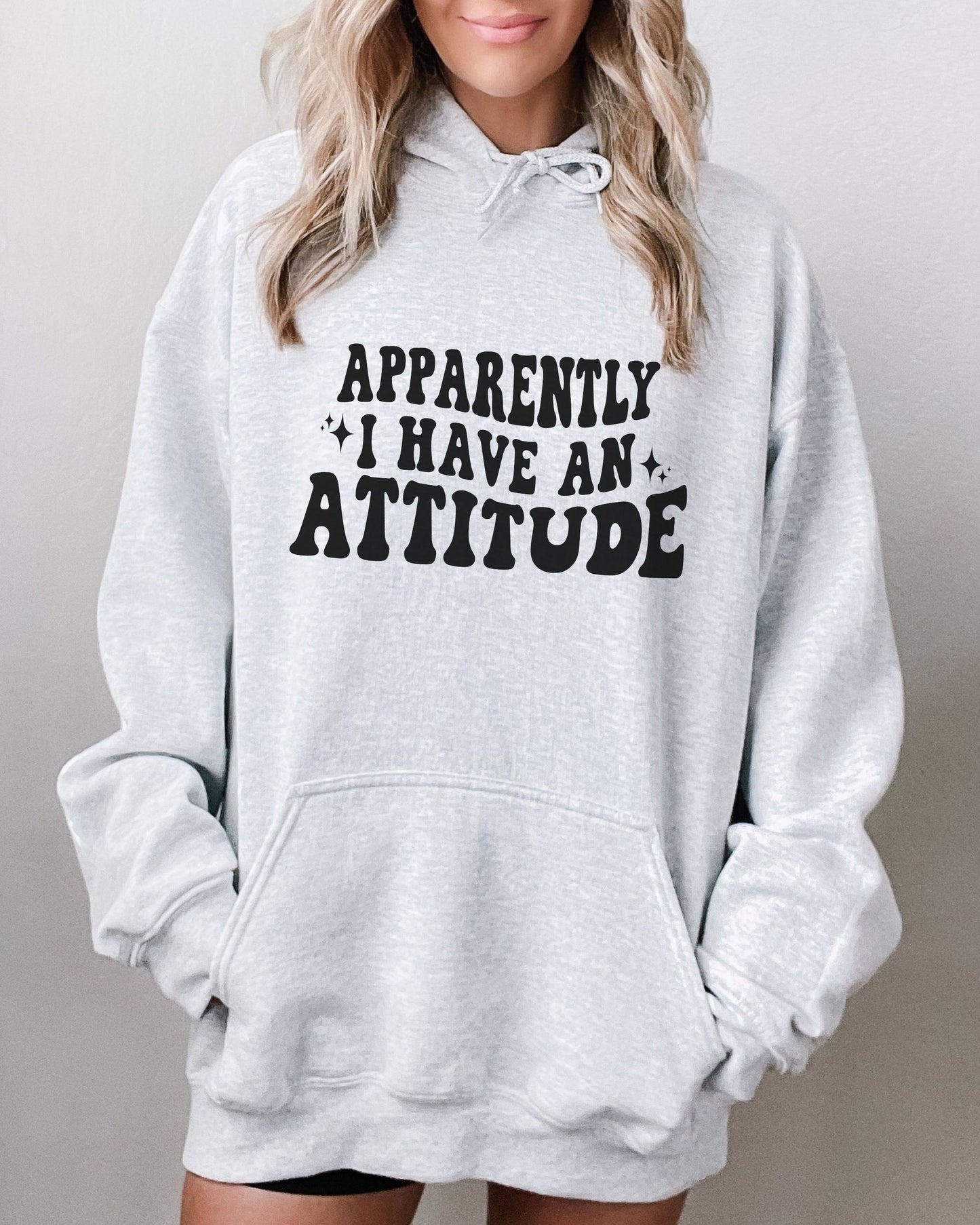 woman wearing sarcastic graphic hoodie with attitude quote