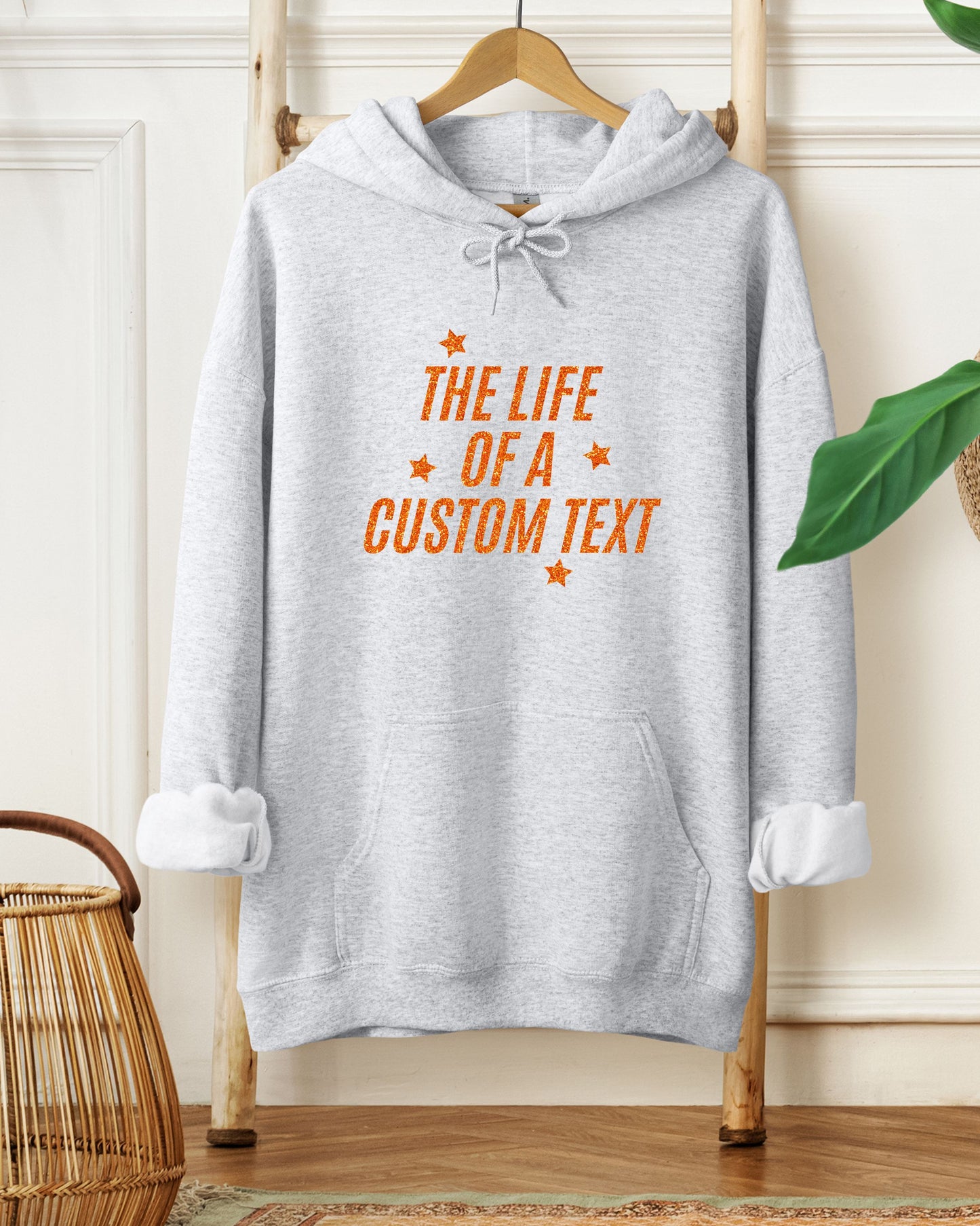 The Life Of A… Custom Hoodie – Gildan Glitter-Effect Printed Personalized Pullover