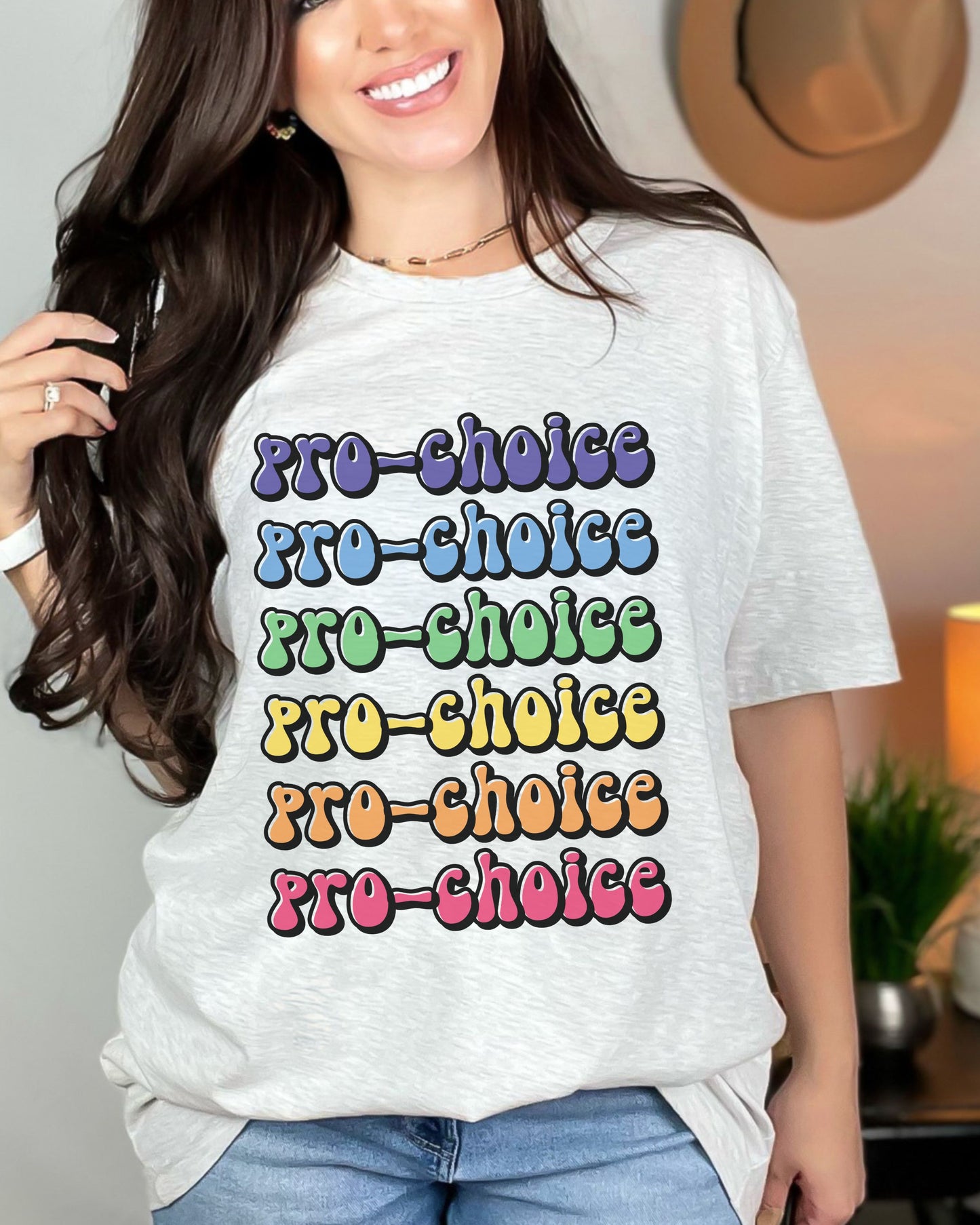 Pro-Choice T-Shirt – Bella + Canvas Retro Rainbow Graphic Tee