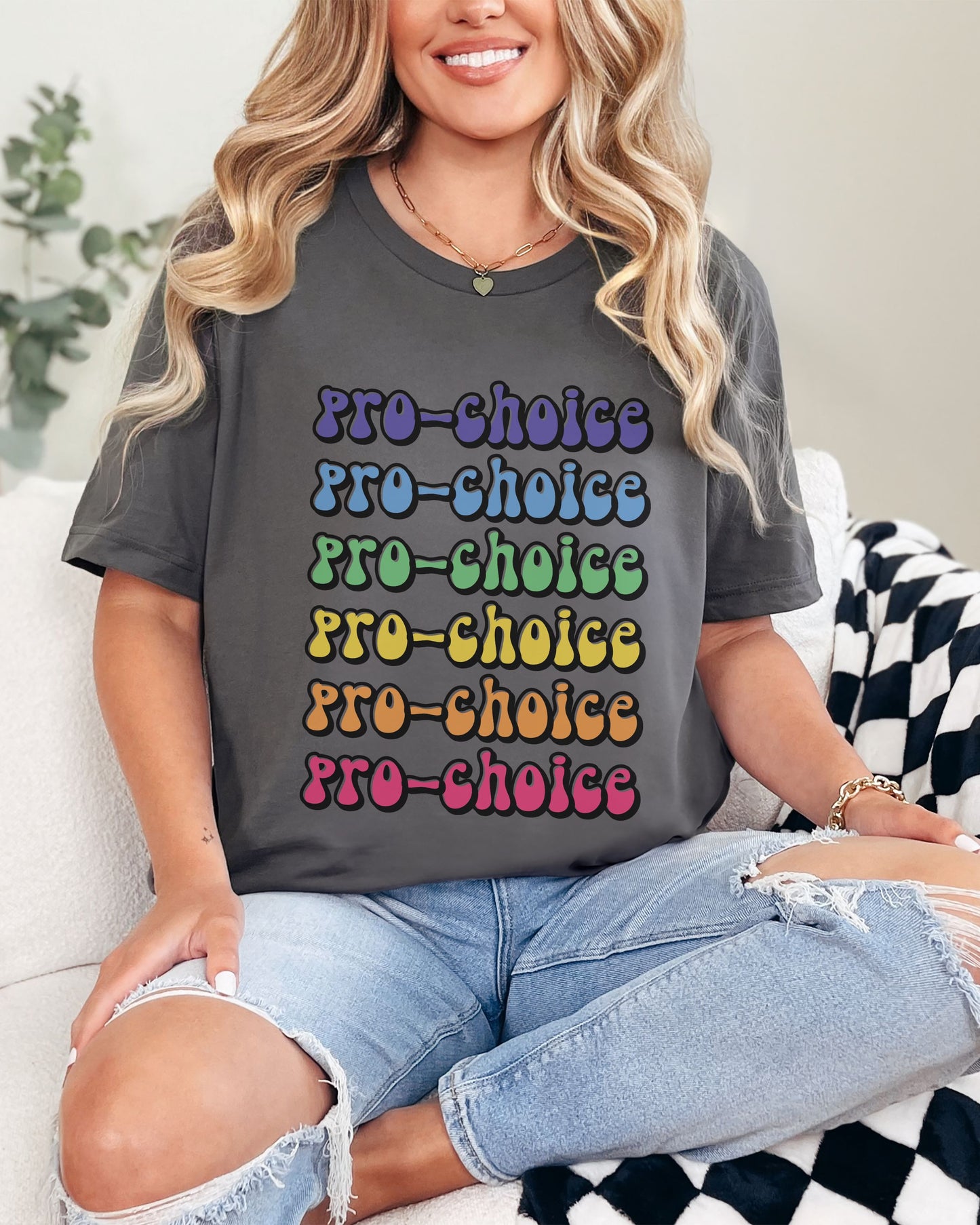 Pro-Choice T-Shirt – Bella + Canvas Retro Rainbow Graphic Tee