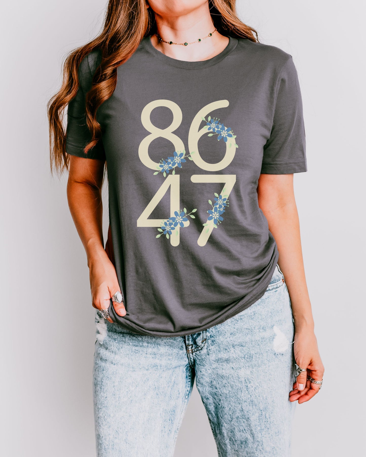 Floral 8647 T-Shirt – Bella + Canvas Minimalist Anti-Trump Political Graphic Tee