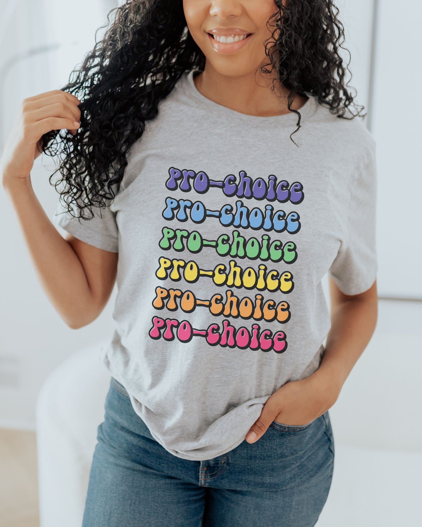 Pro-Choice T-Shirt – Bella + Canvas Retro Rainbow Graphic Tee