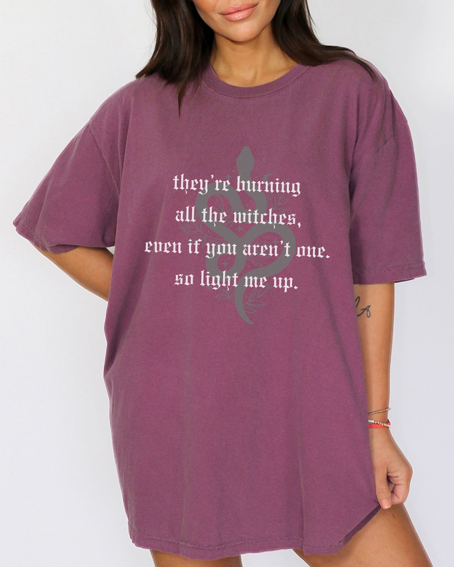 Witchy Vibes T-Shirt – Comfort Colors Witches Burn Gothic Celestial Snake Graphic Tee