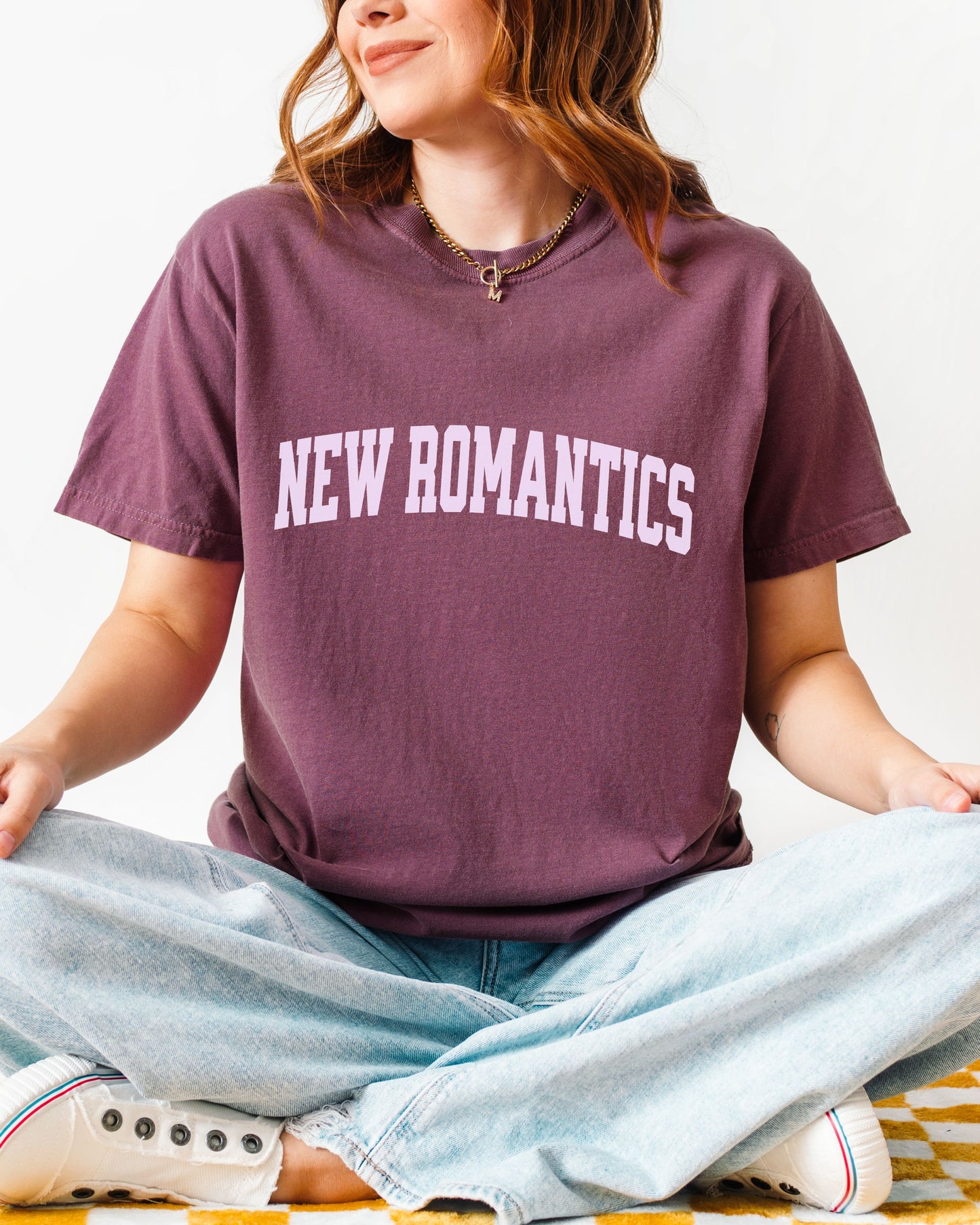 New Romantics T-Shirt – Comfort Colors Collegiate Font Graphic Tee