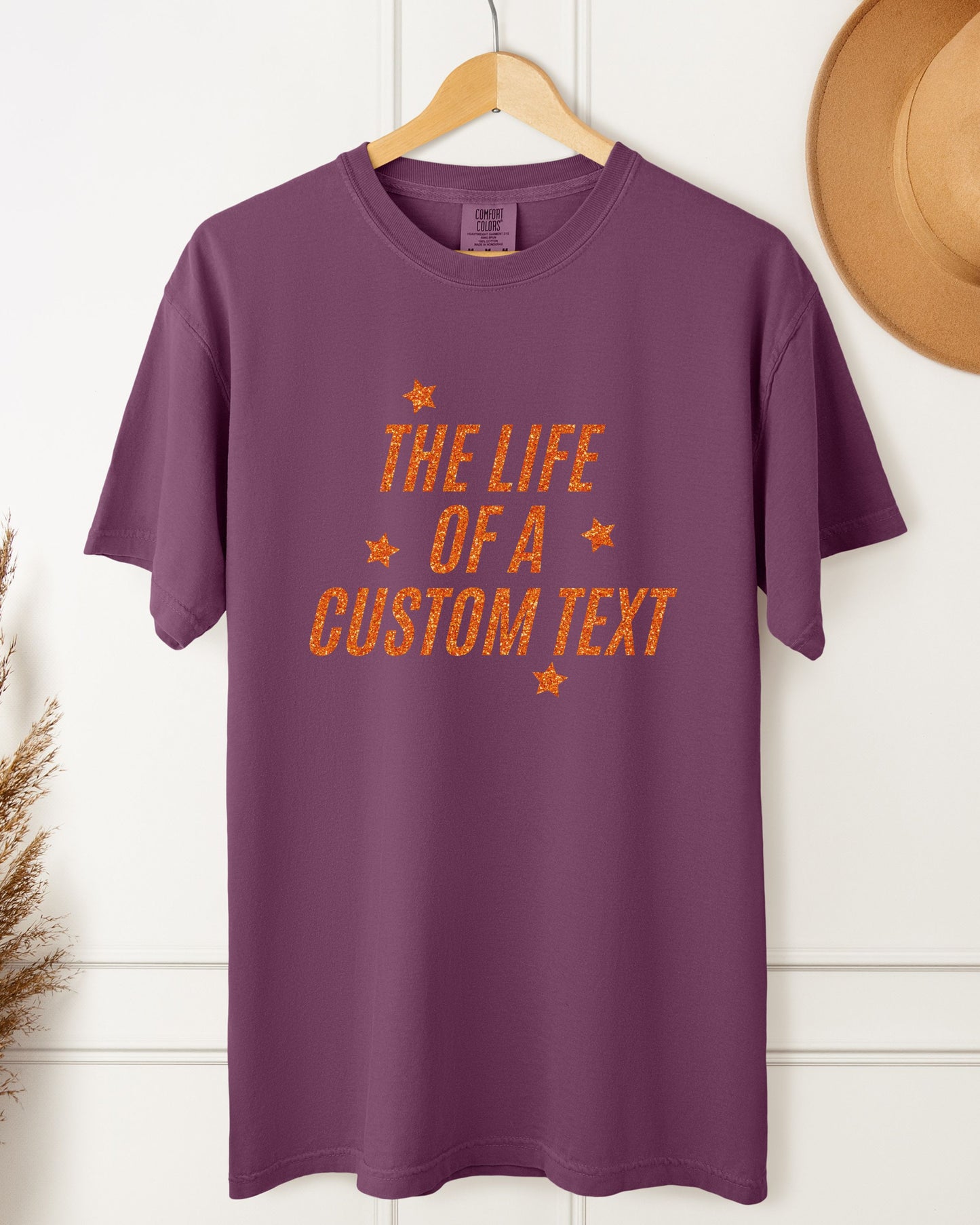 The Life Of A… Custom T-Shirt – Comfort Colors Glitter-Effect Personalized Tee