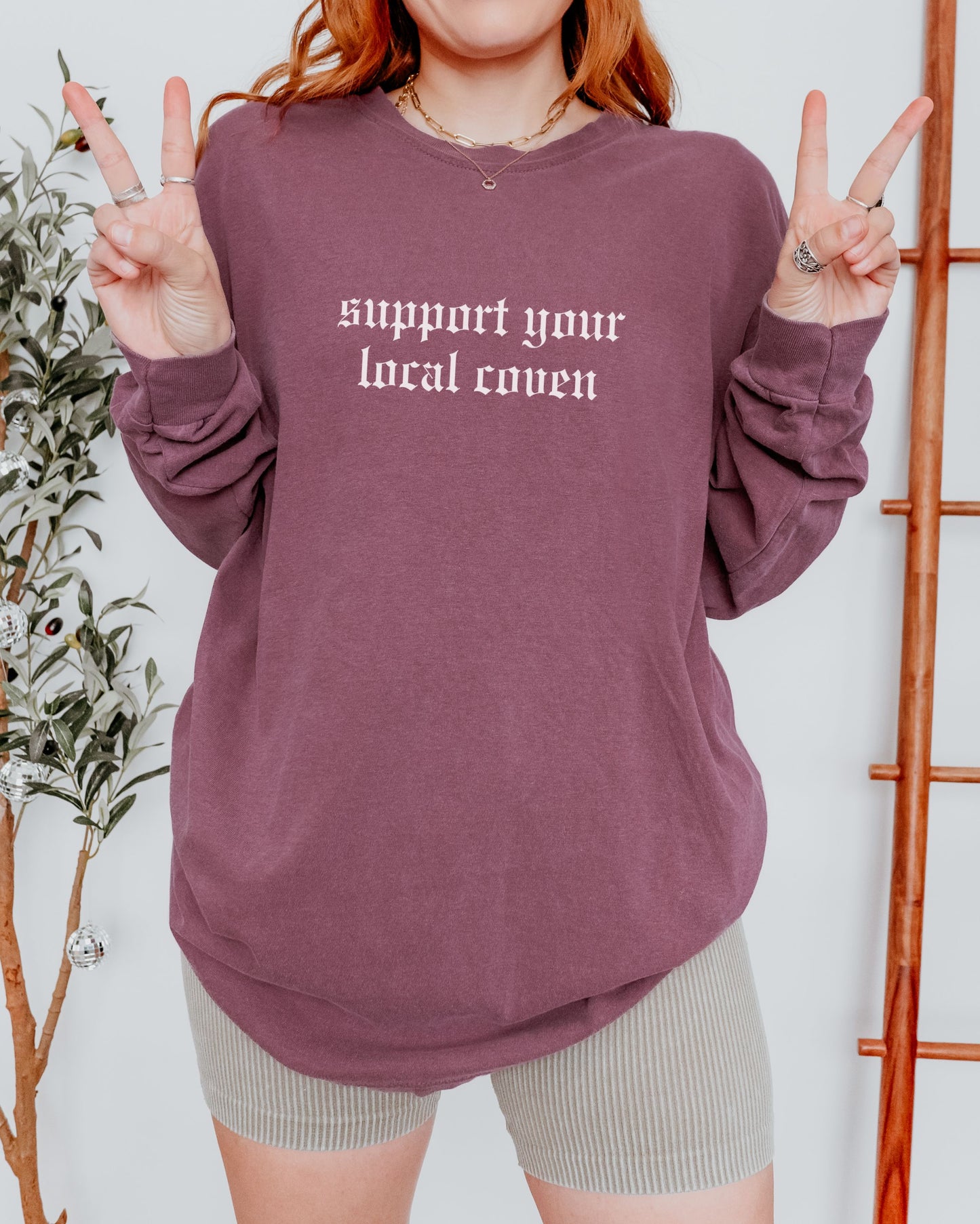 Support Your Local Coven Long Sleeve Shirt – Comfort Colors Gothic Witchy Tee