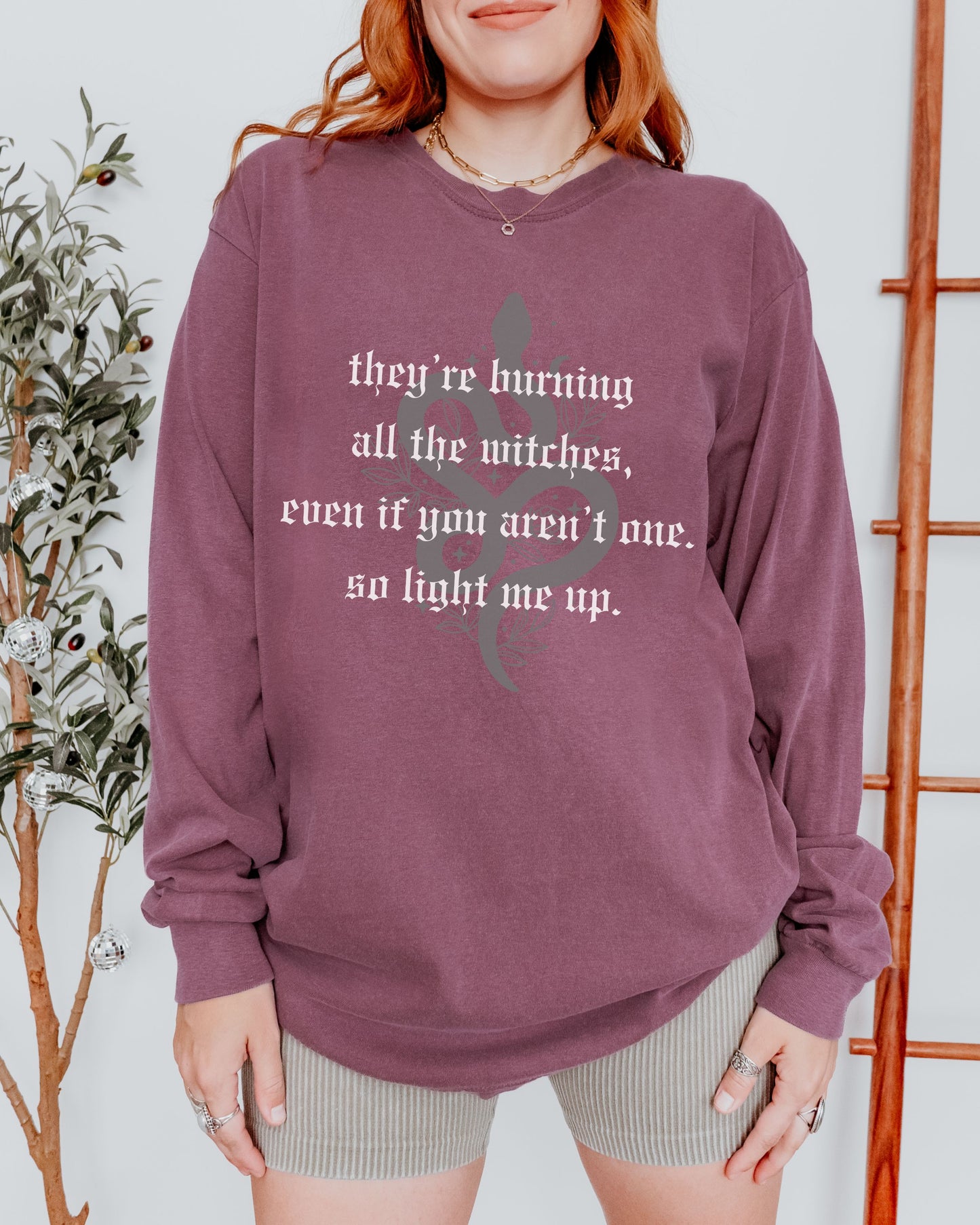 Witchy Vibes Long Sleeve Shirt – Comfort Colors Gothic Celestial Snake Tee