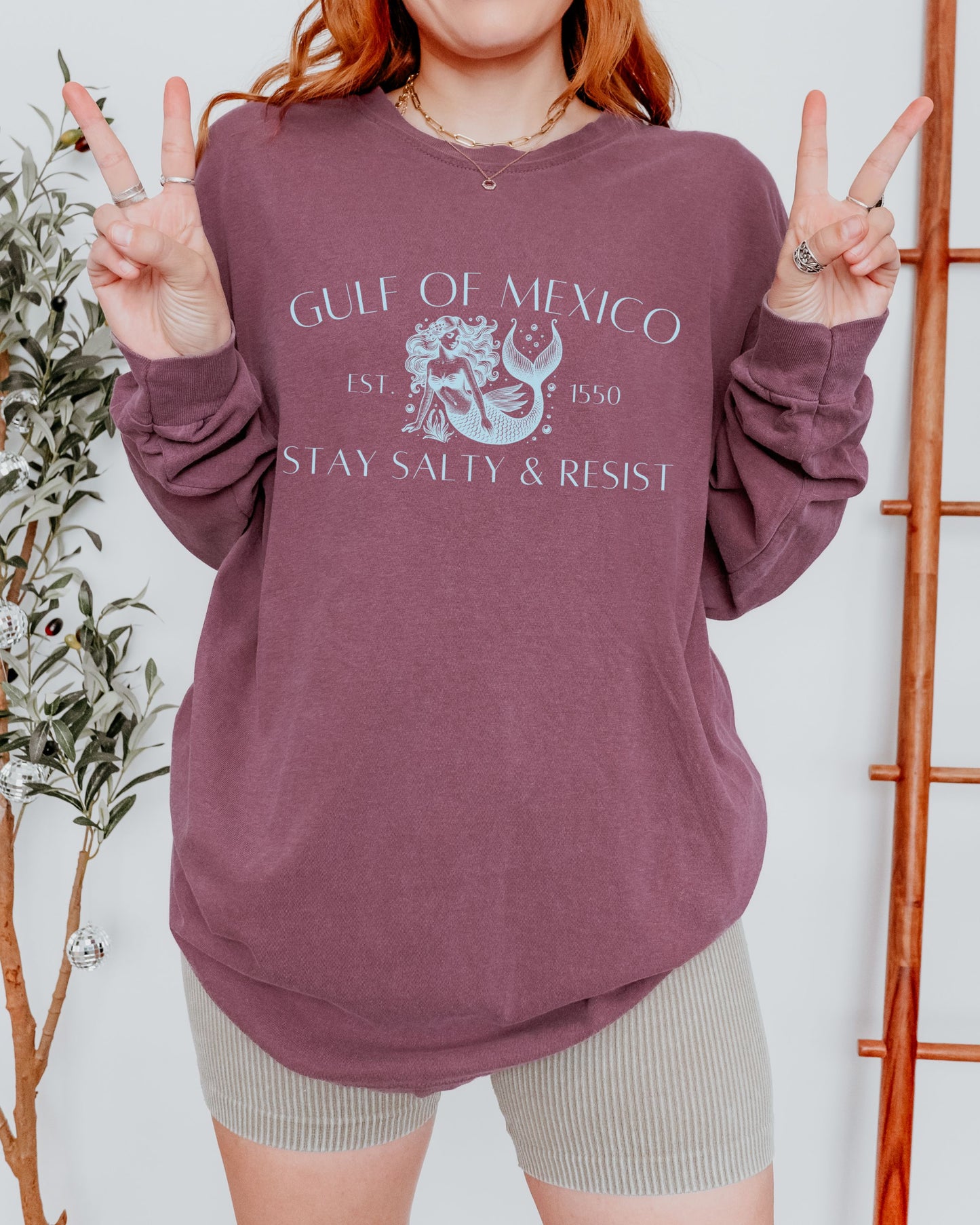 Gulf of Mexico Long Sleeve – Stay Salty & Resist Mermaid Comfort Colors Tee