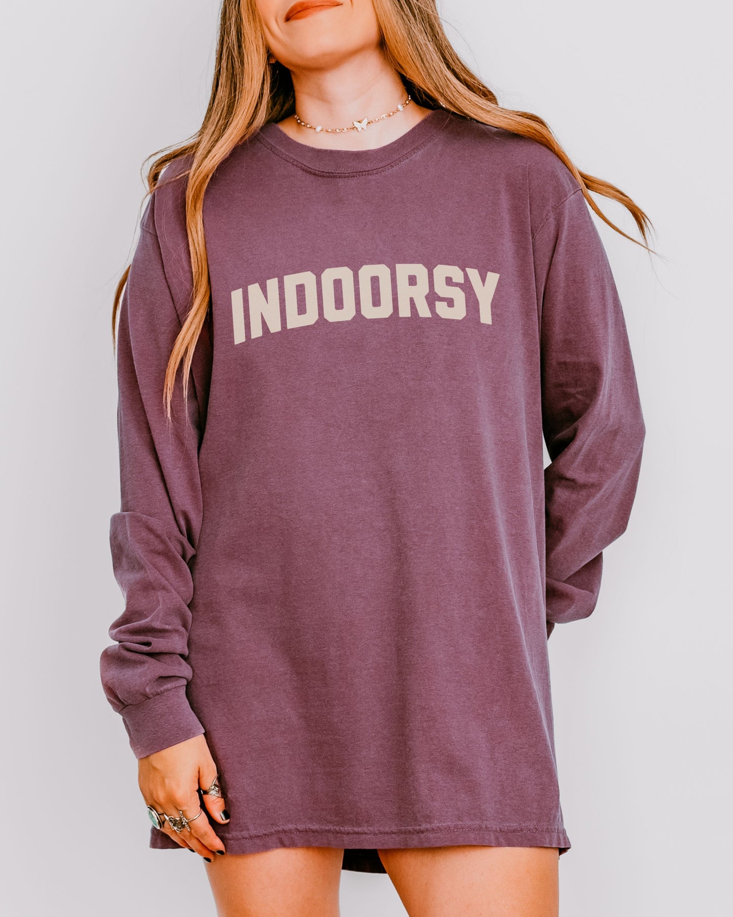 Indoorsy Long Sleeve Shirt – Comfort Colors Cozy Sarcastic Tee for Introverts and Homebodies
