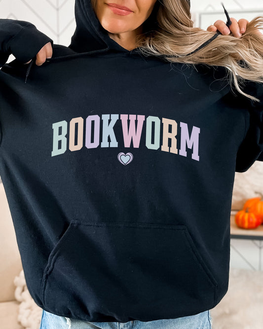 Bookworm Hoodie – Cozy Bookish Pastel Graphic Pullover for Readers