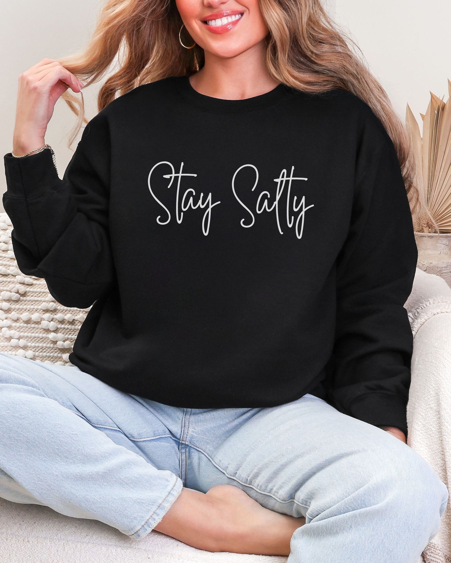 Stay Salty Sweatshirt – Coastal Gildan Crewneck Graphic Pullover