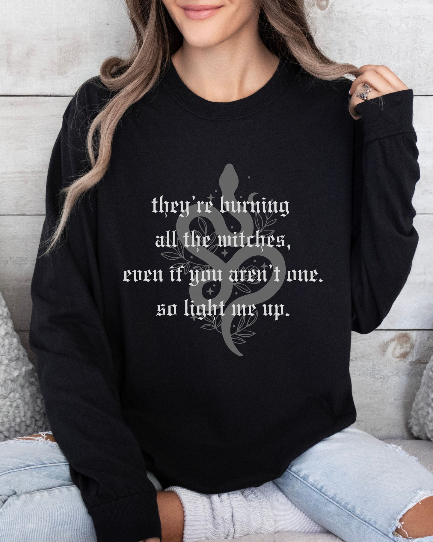 Witchy Vibes Long Sleeve Shirt – Comfort Colors Gothic Celestial Snake Tee