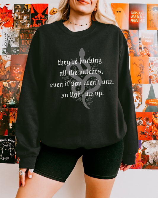 Witchy Vibes Crewneck Sweatshirt - Gildan Gothic Celestial Snake Crewneck