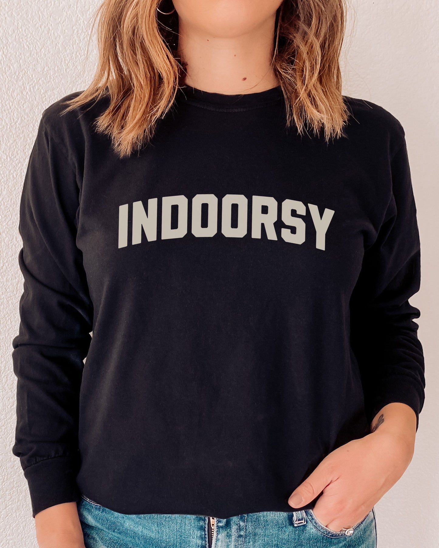 Indoorsy Long Sleeve Shirt – Comfort Colors Cozy Sarcastic Tee for Introverts and Homebodies