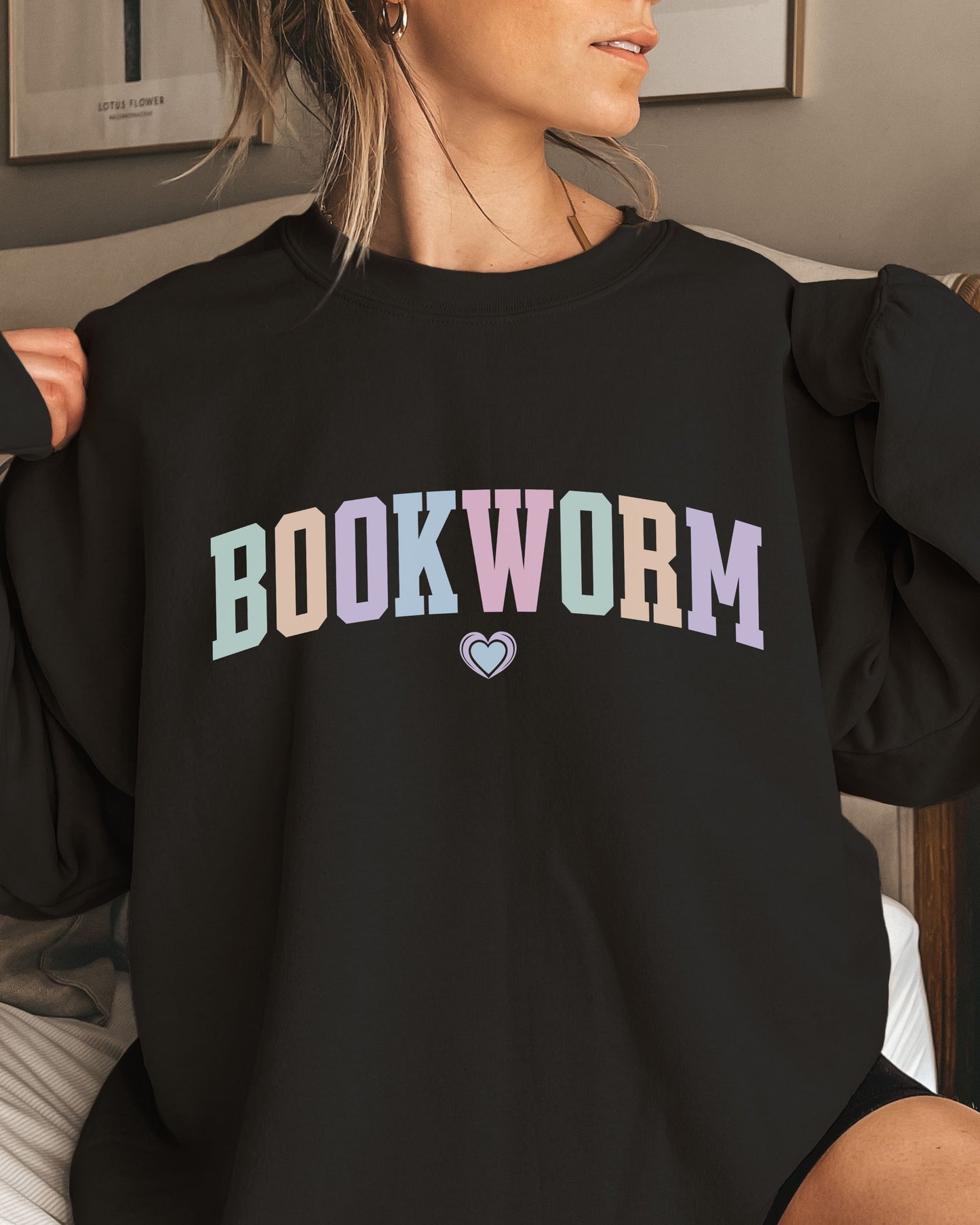 Bookworm Sweatshirt – Cozy Bookish Pastel Graphic Crewneck for Readers