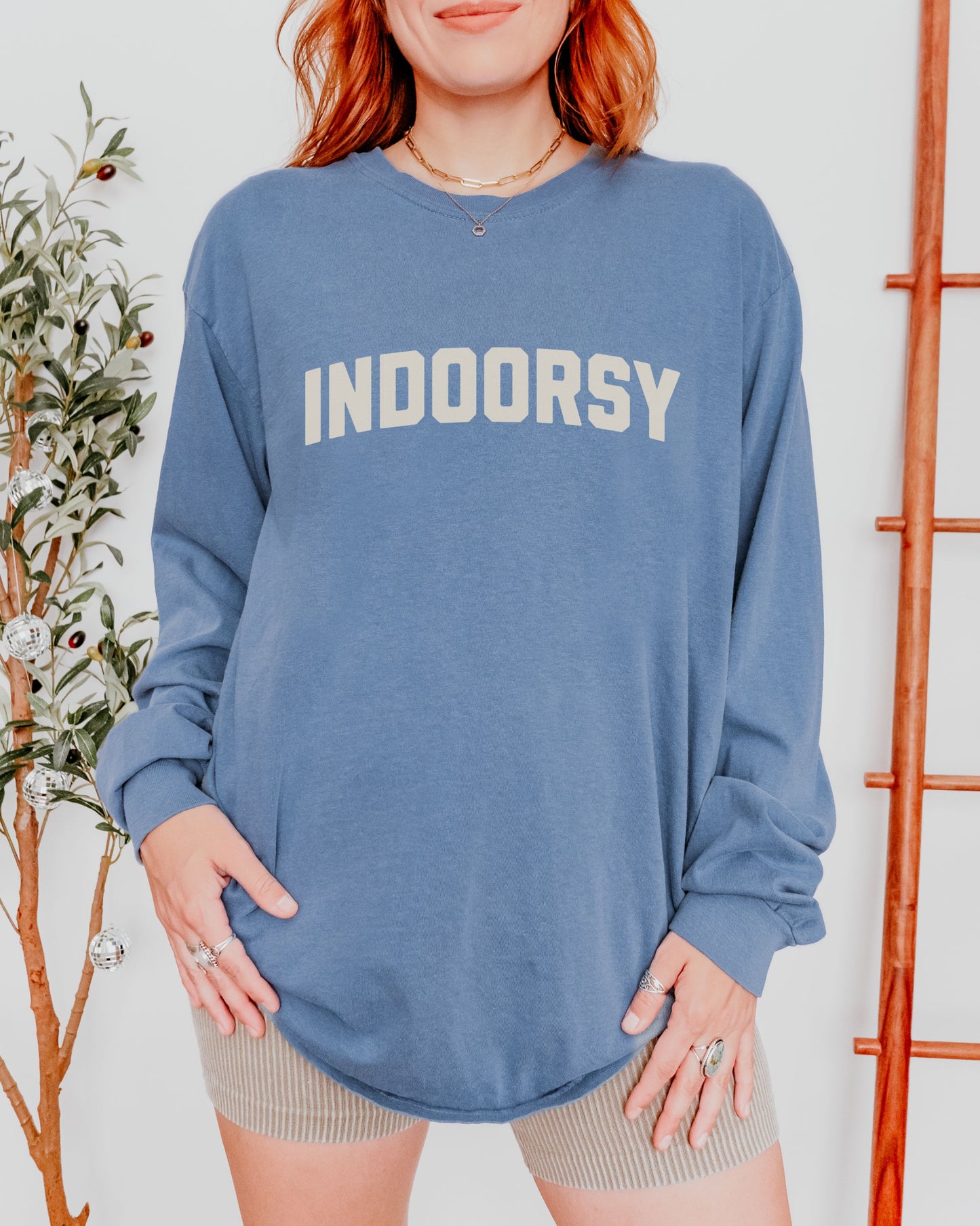 Indoorsy Long Sleeve Shirt – Comfort Colors Cozy Sarcastic Tee for Introverts and Homebodies