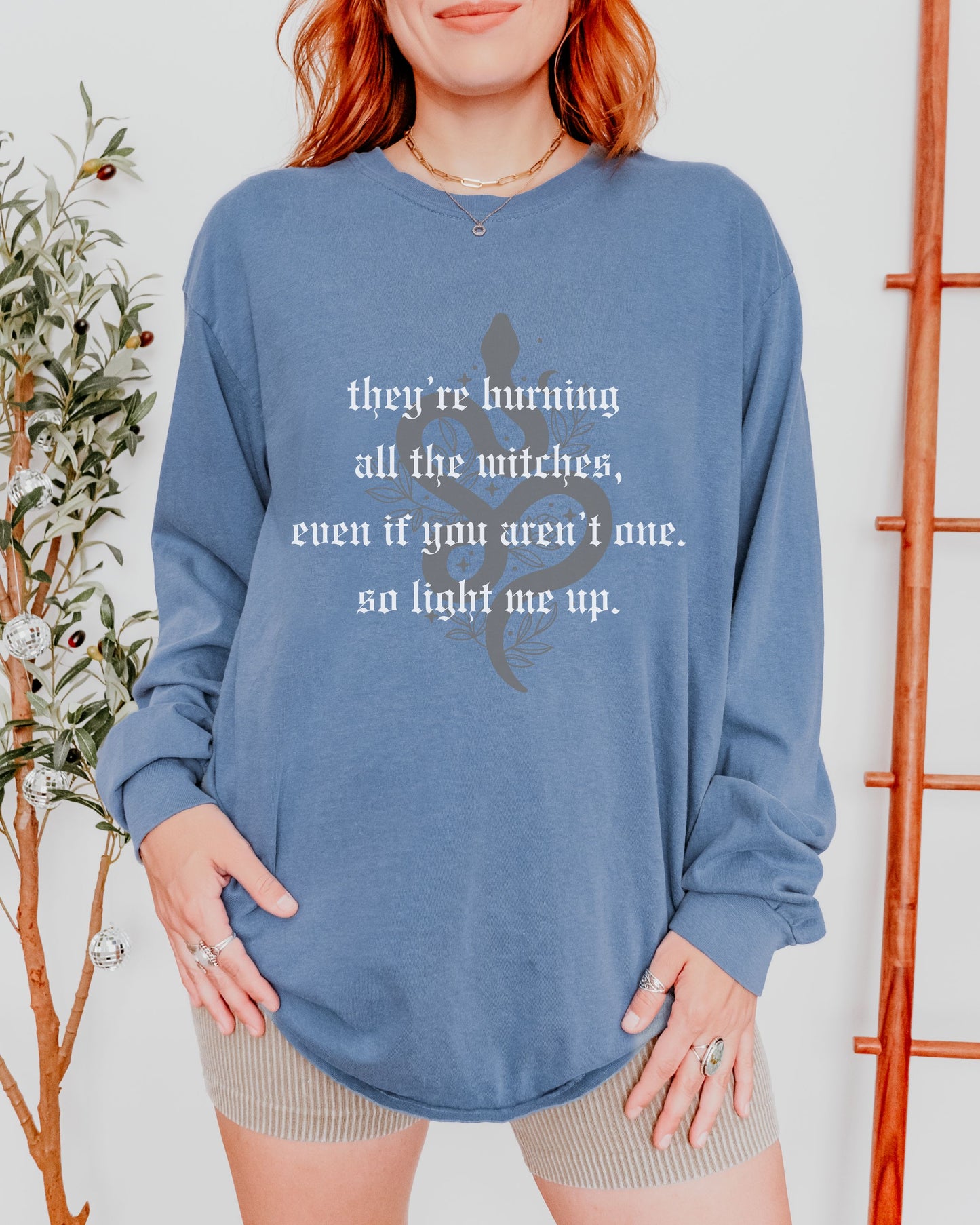 Witchy Vibes Long Sleeve Shirt – Comfort Colors Gothic Celestial Snake Tee