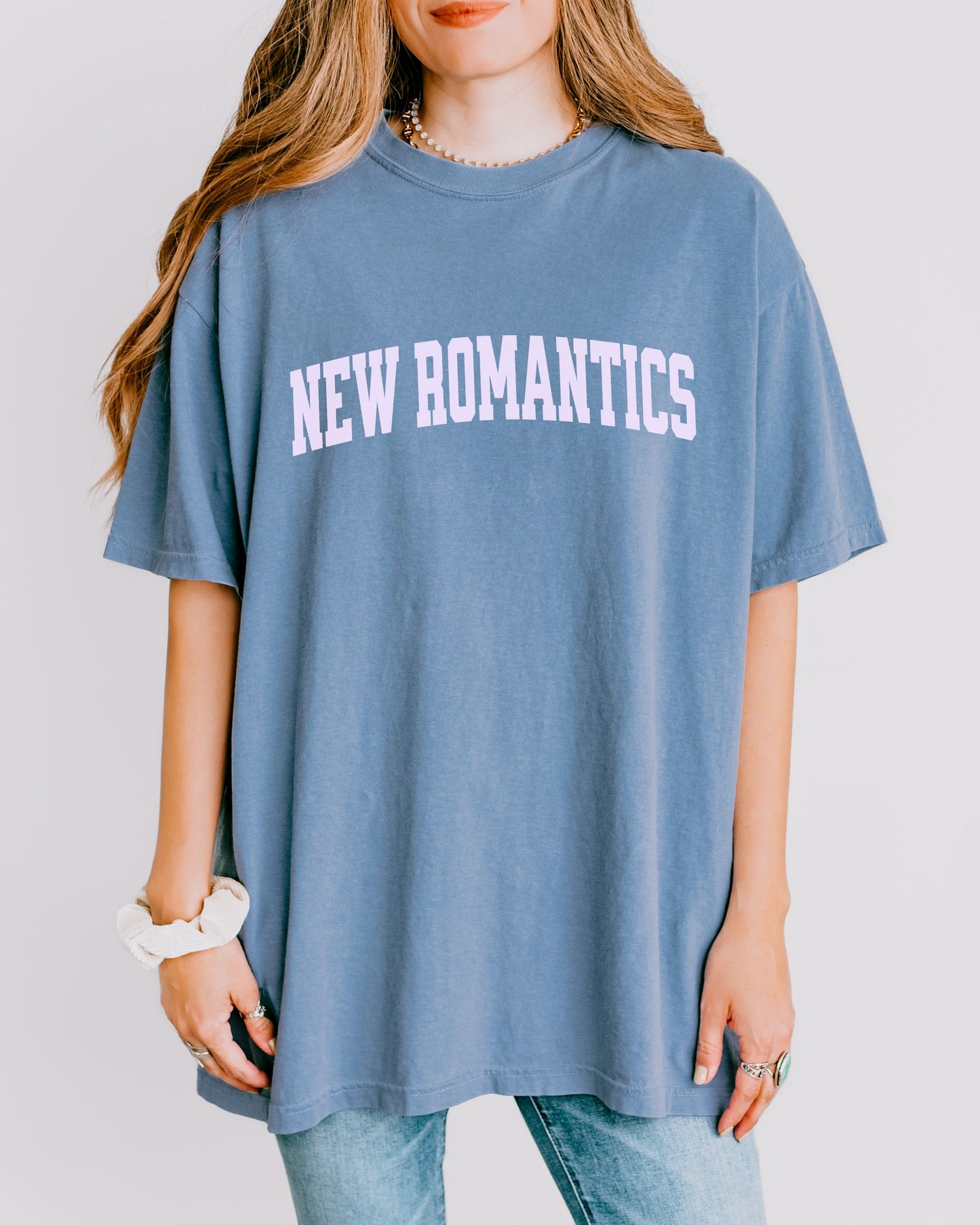 New Romantics T-Shirt – Comfort Colors Collegiate Font Graphic Tee
