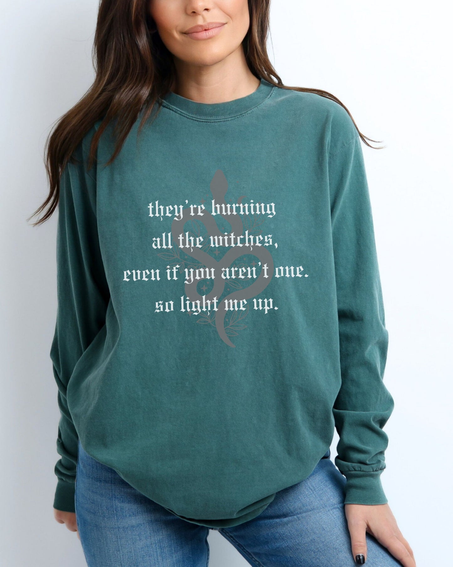 Witchy Vibes Long Sleeve Shirt – Comfort Colors Gothic Celestial Snake Tee