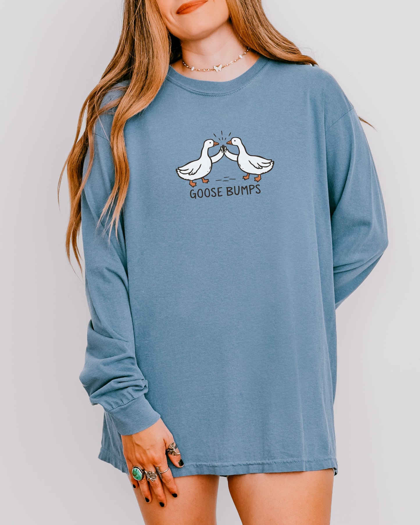 Goose Bumps Long Sleeve Shirt – Comfort Colors Funny Goose Wing Bump Tee