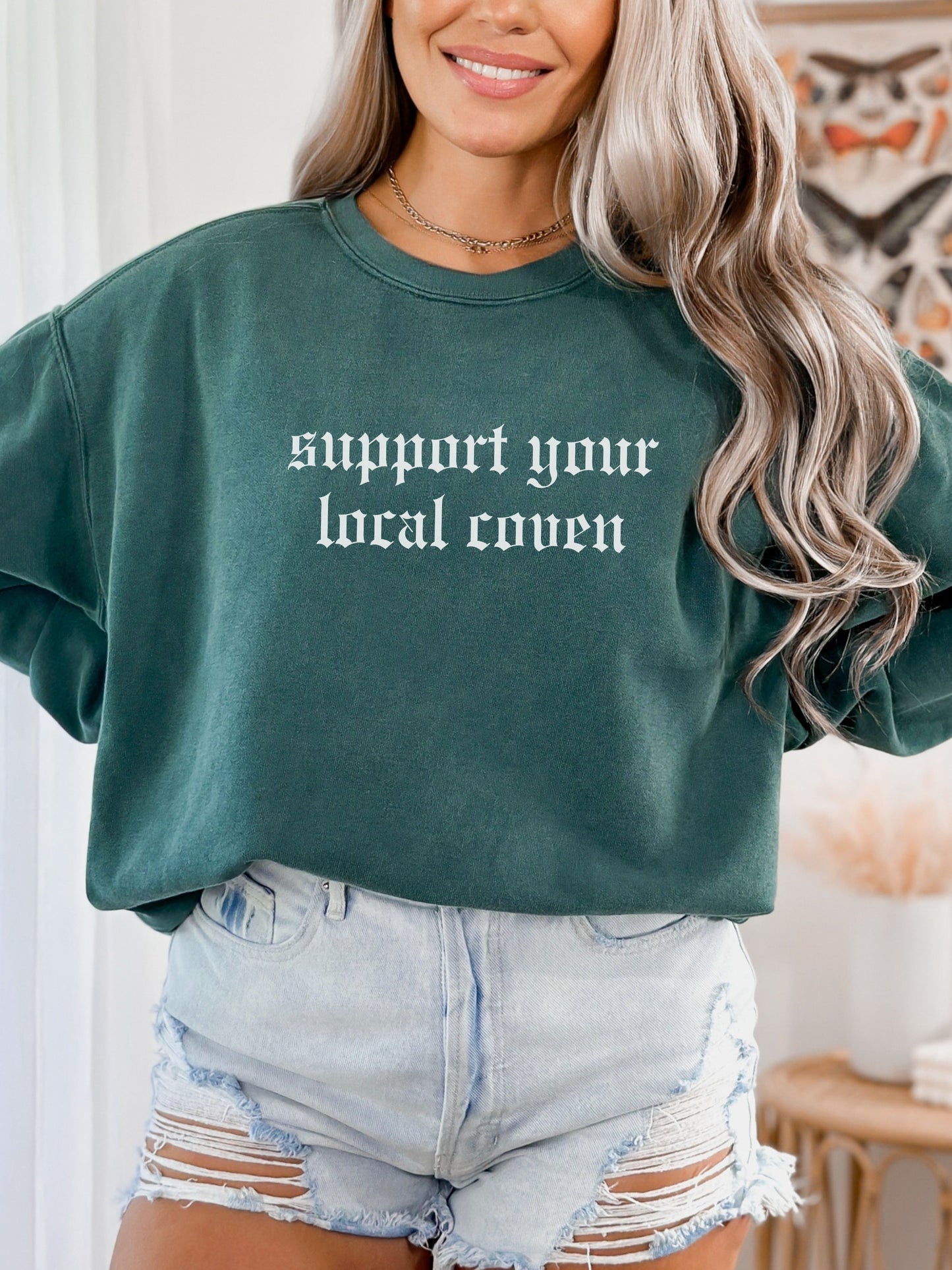Support Your Local Coven Sweatshirt – Comfort Colors Gothic Witchy Crewneck